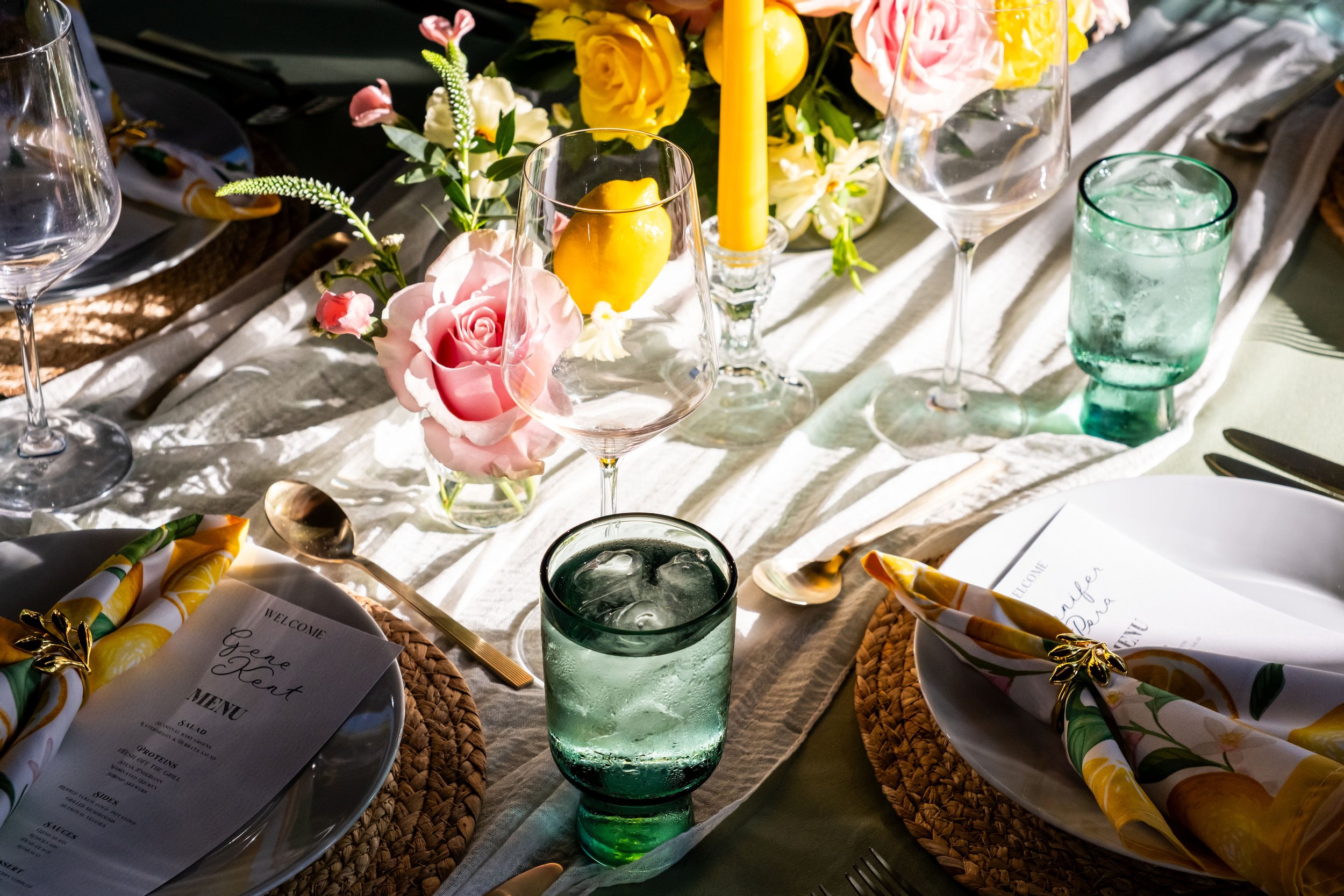 a beautiful table set for a private party at a Backyard Covered Patio in south tempa