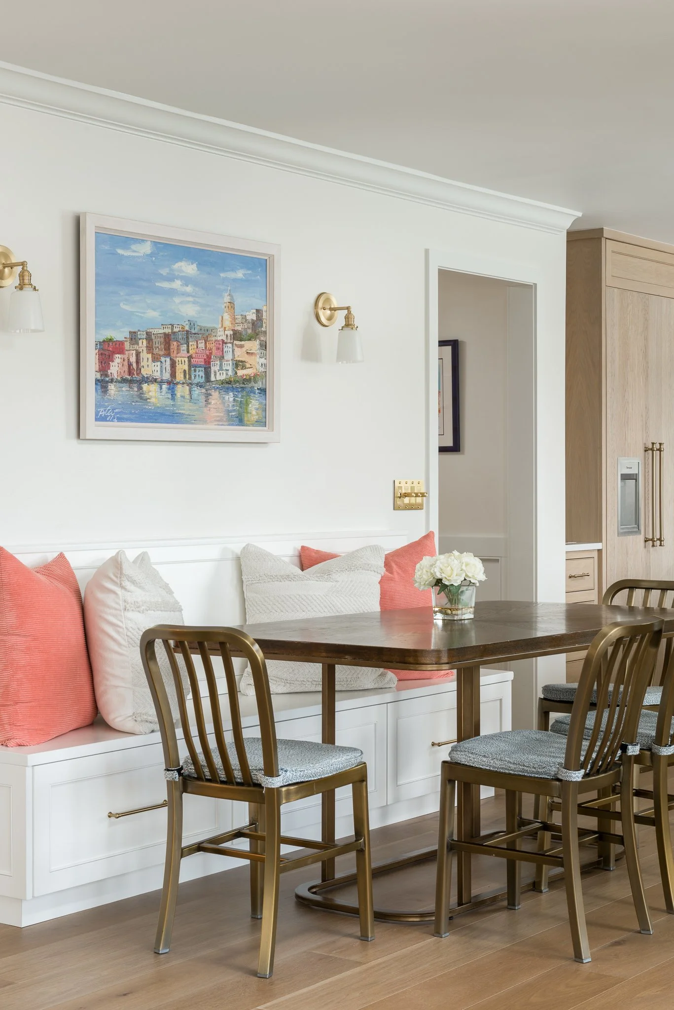 Formal Dining Nook With Wainscoting and a Bench