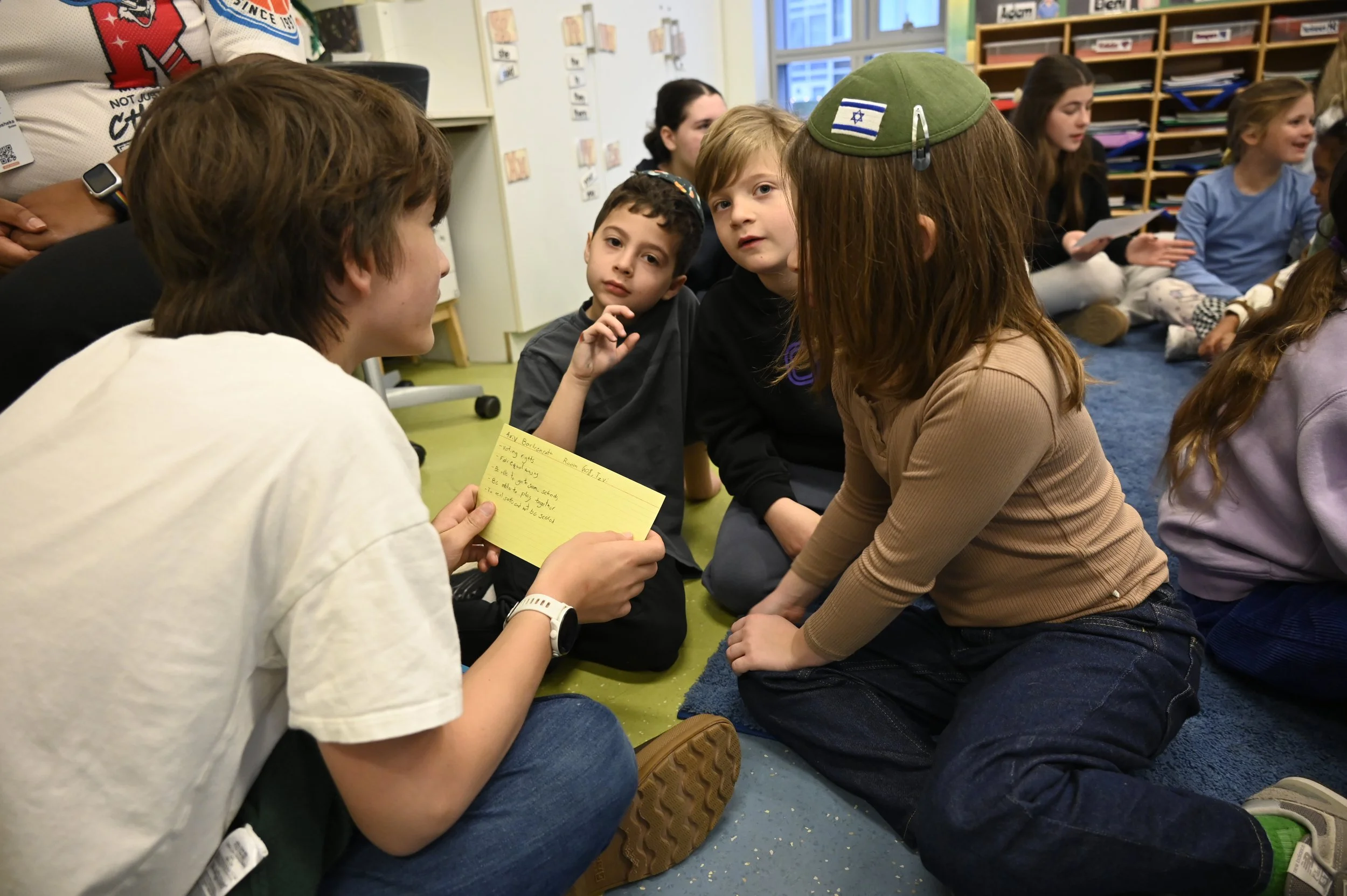 Grade 8 Visits Grade 1 Buddies to Prepare for MLK Programming 