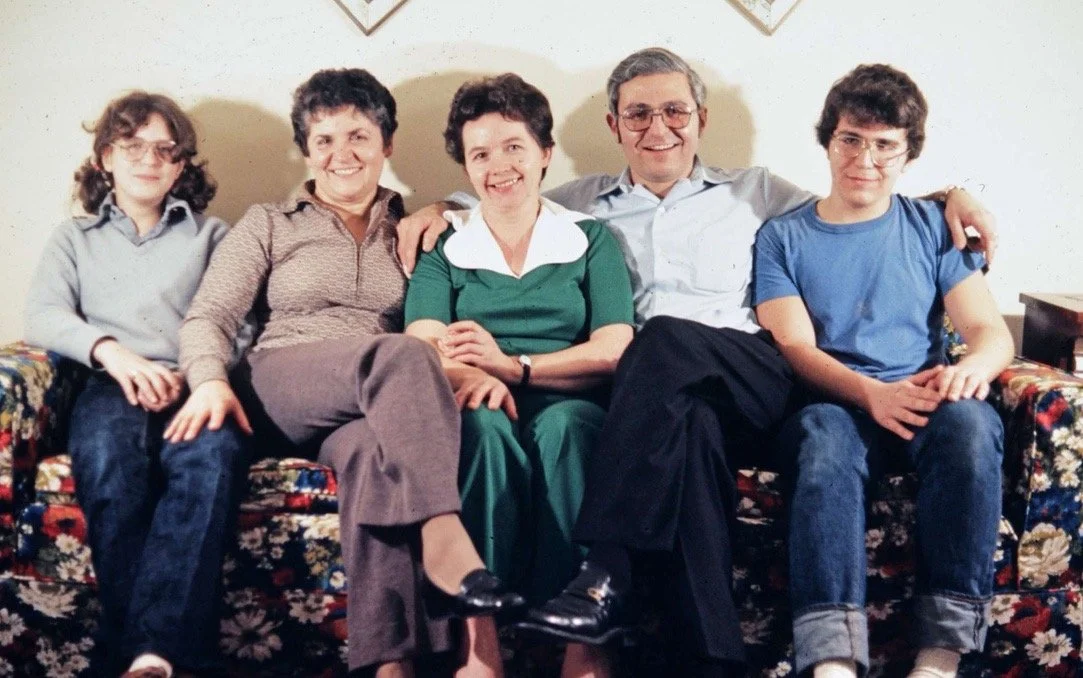 The Frischberg Family, circa 1976, with Zofia Grocholski (cente), the daughter of the couple who hid Sally and her family during the Holocaust 