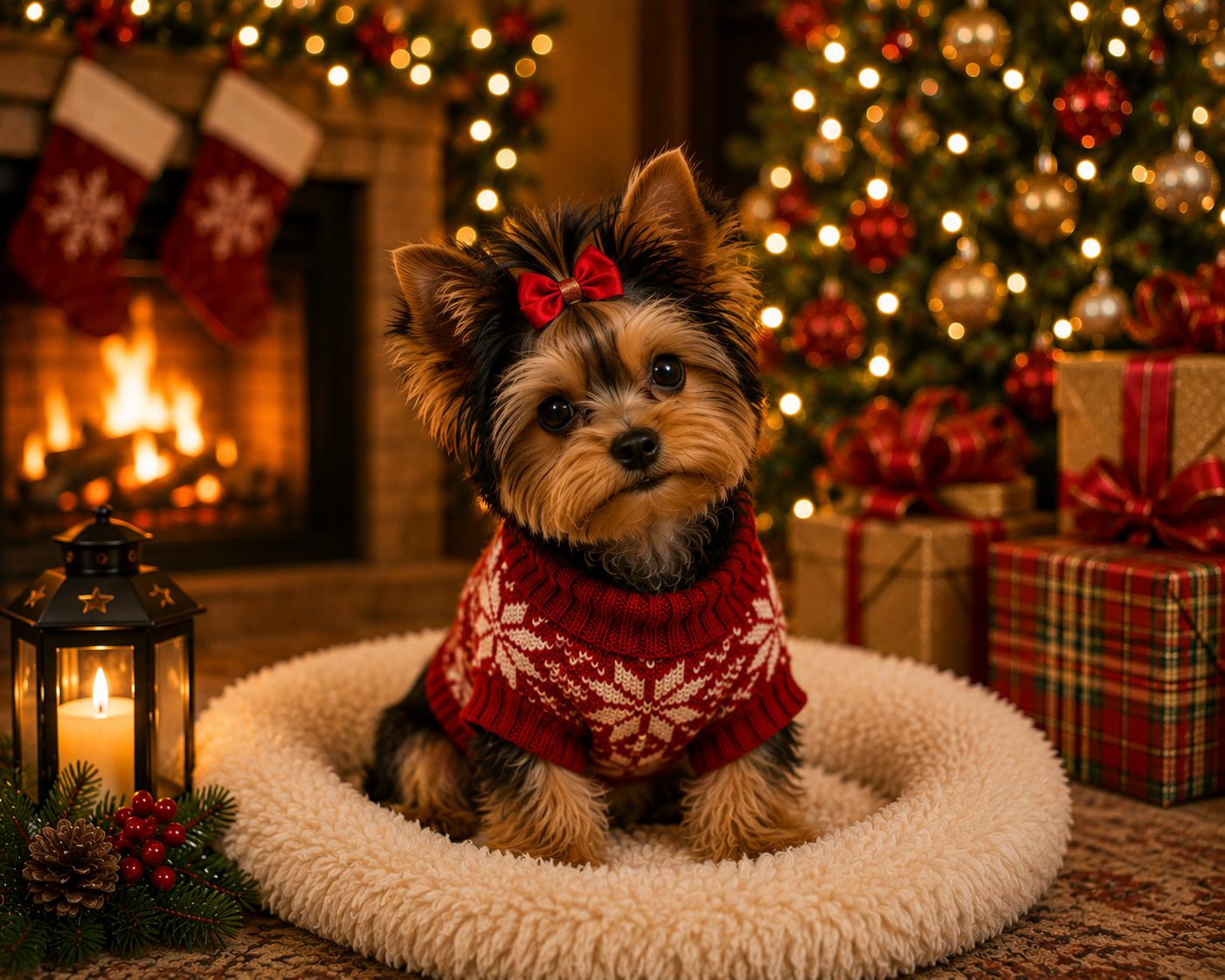 Family enjoying Christmas vacation in Orlando while dog stays at luxury holiday boarding resort