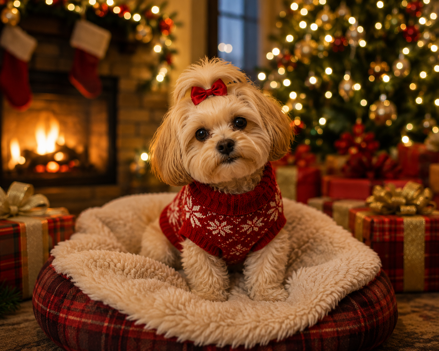 Dog enjoying luxury holiday boarding near Orlando resorts during Christmas season
