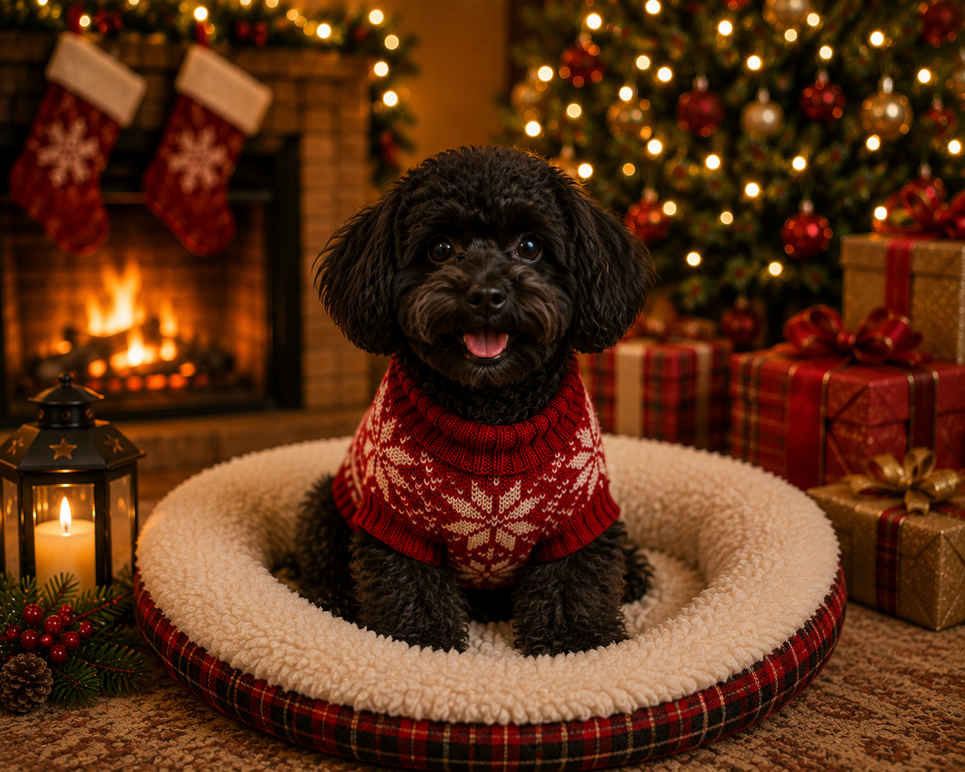 Luxury New Year Eve dog boarding in Orlando with festive holiday atmosphere
