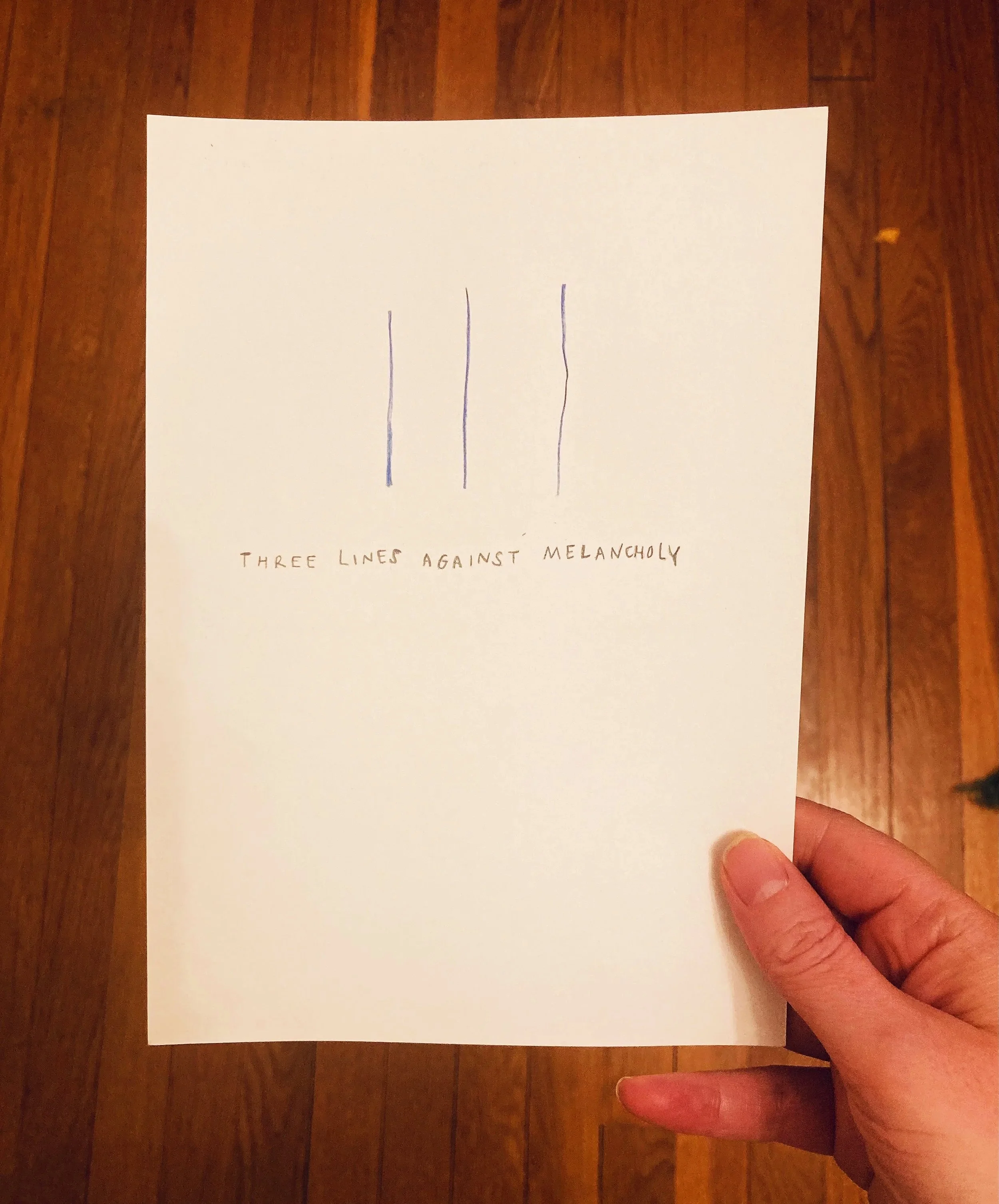 three lines against melancholy, 2026