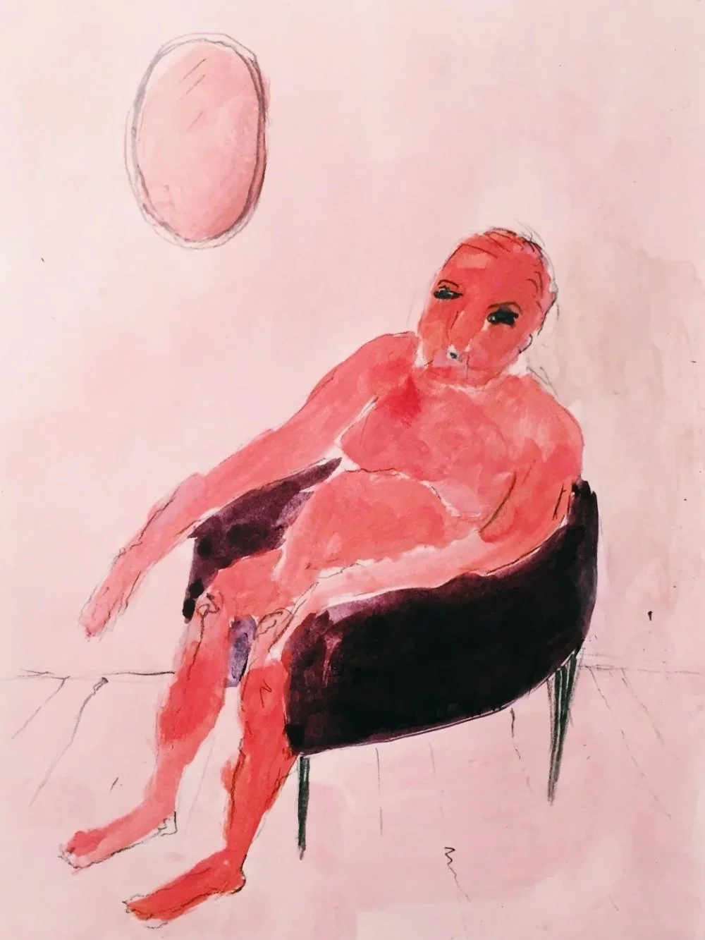 Waiting (acrylic and pen on postcard paper, 4"x6", 2016)