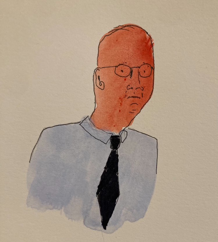 portrait of a bureaucrat and his thoughts, 2024