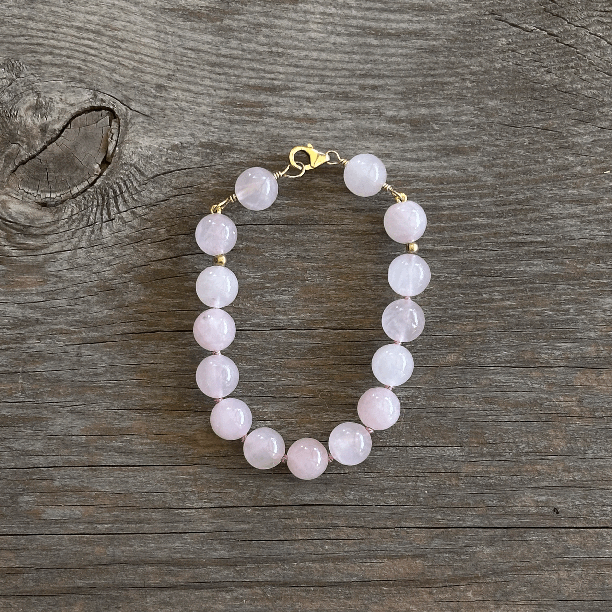 Unique Artisan Rose Quartz Bracelet Handcrafted Woman Owned Good Energy High Vibration | Erin Leanne Jewelry