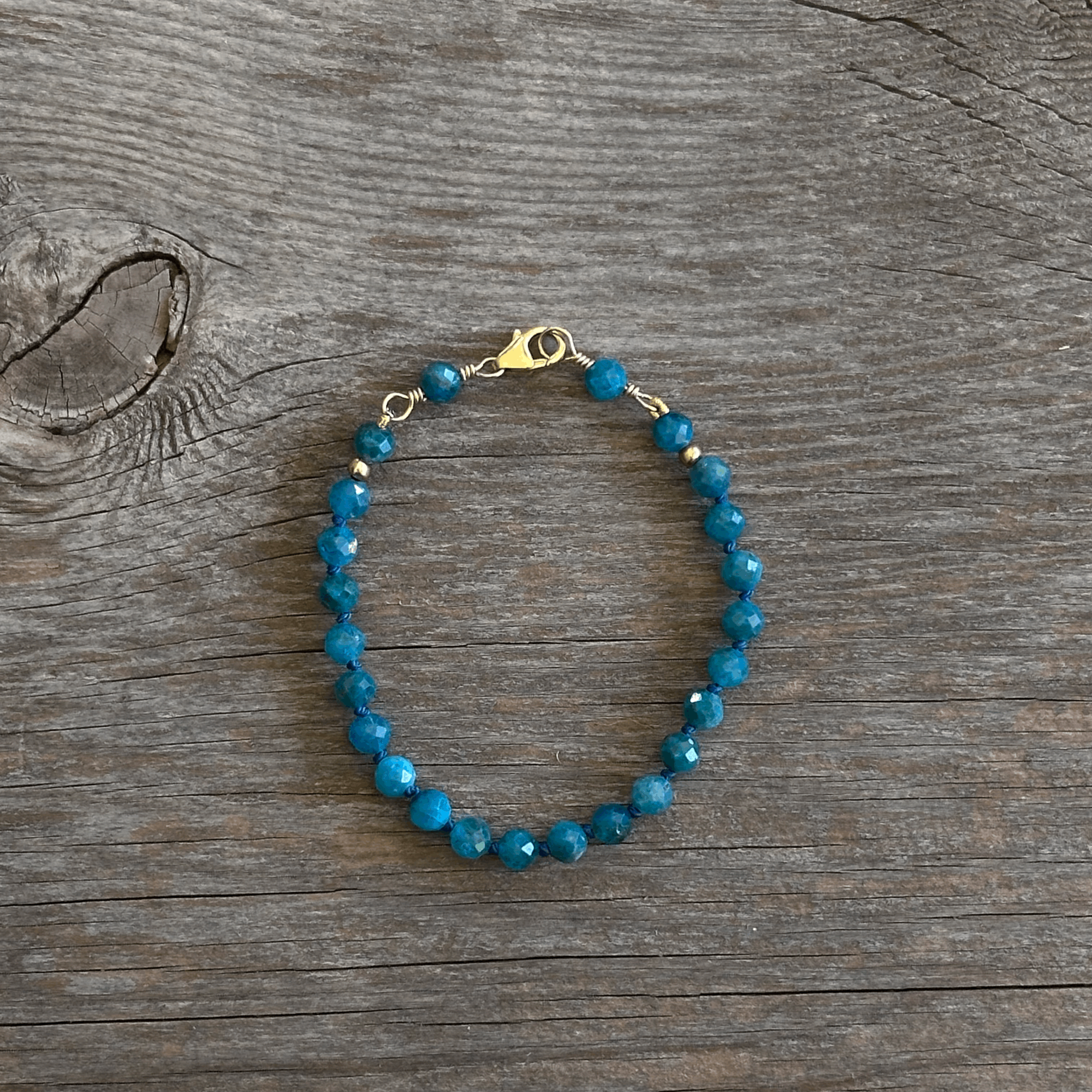 Unique Artisan Apatite Bracelet Handcrafted Woman Owned Good Energy High Vibration | Erin Leanne Jewelry