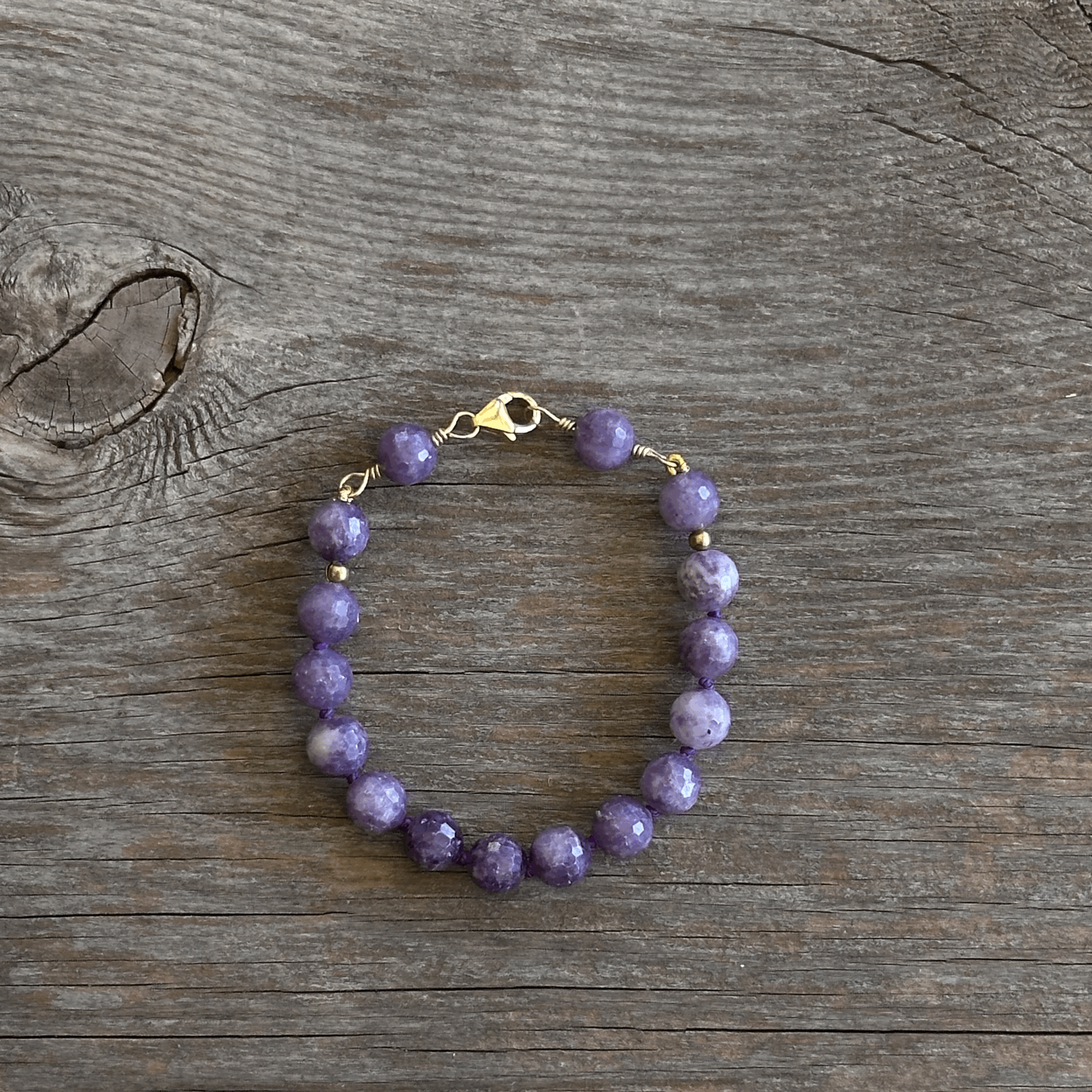 Unique Artisan Lepidolite Bracelet Handcrafted Woman Owned Good Energy High Vibration | Erin Leanne Jewelry