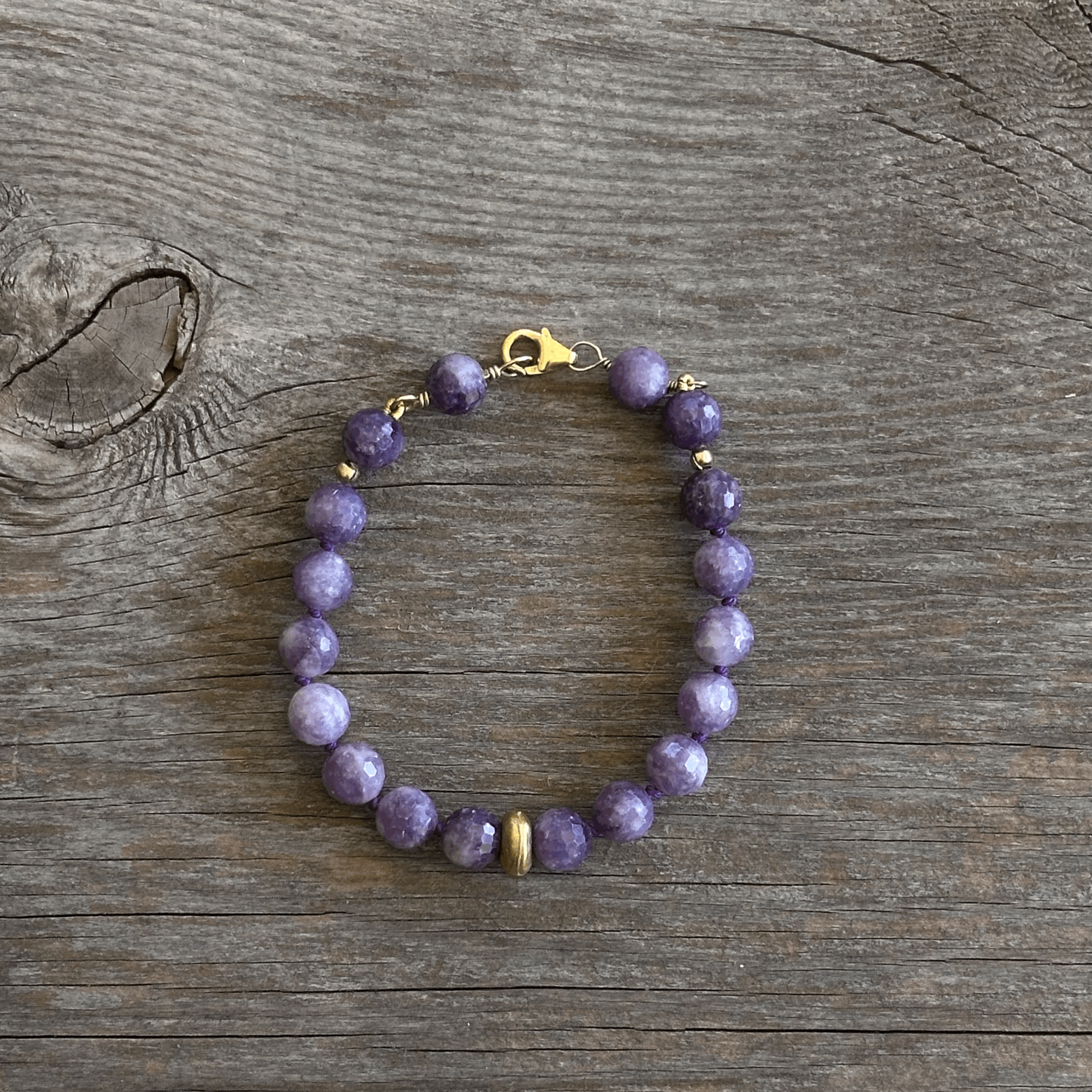 Unique Artisan Lepidolite Bracelet Handcrafted Woman Owned Good Energy High Vibration | Erin Leanne Jewelry