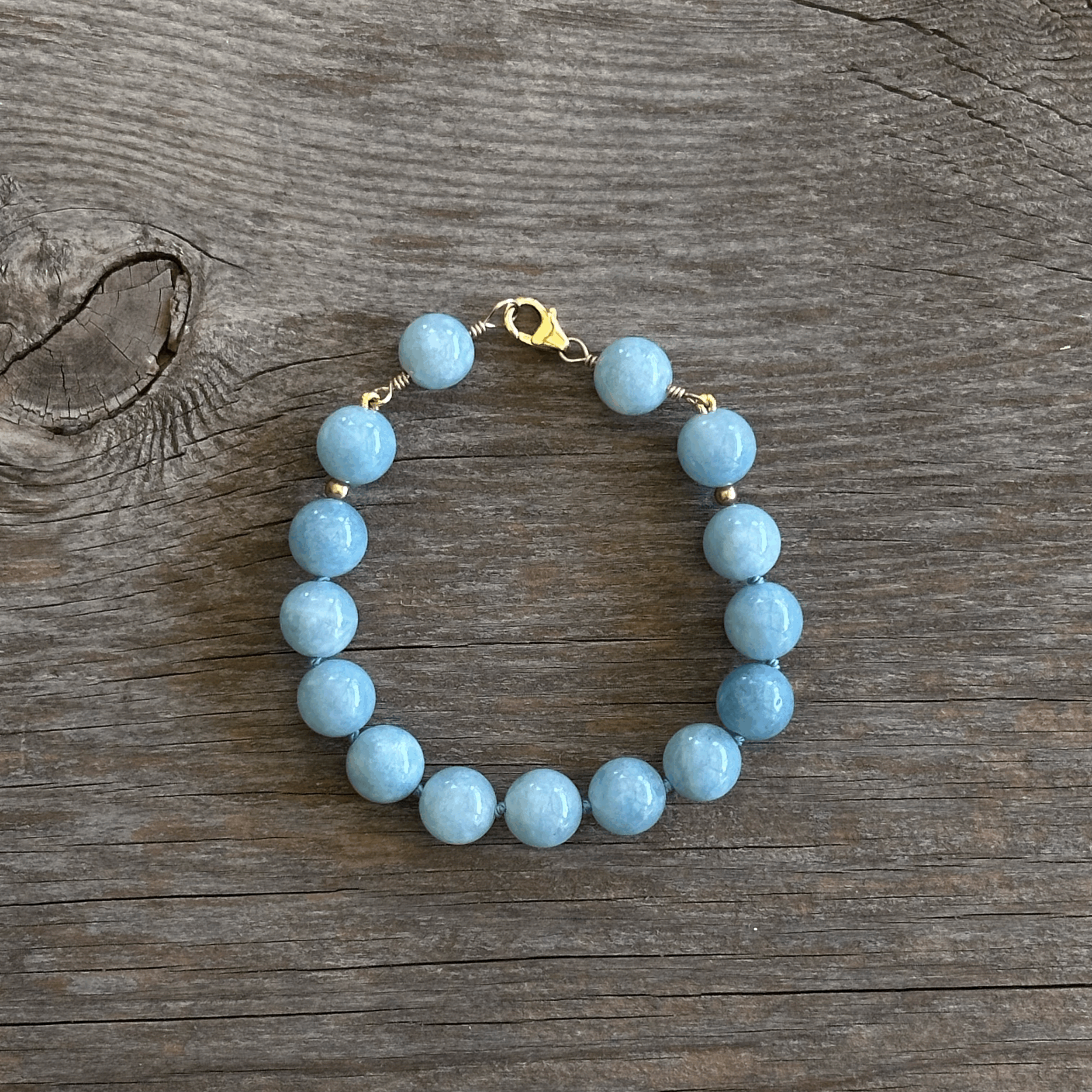 Unique Artisan Aquamarine Bracelet Handcrafted Woman Owned Good Energy High Vibration | Erin Leanne Jewelry