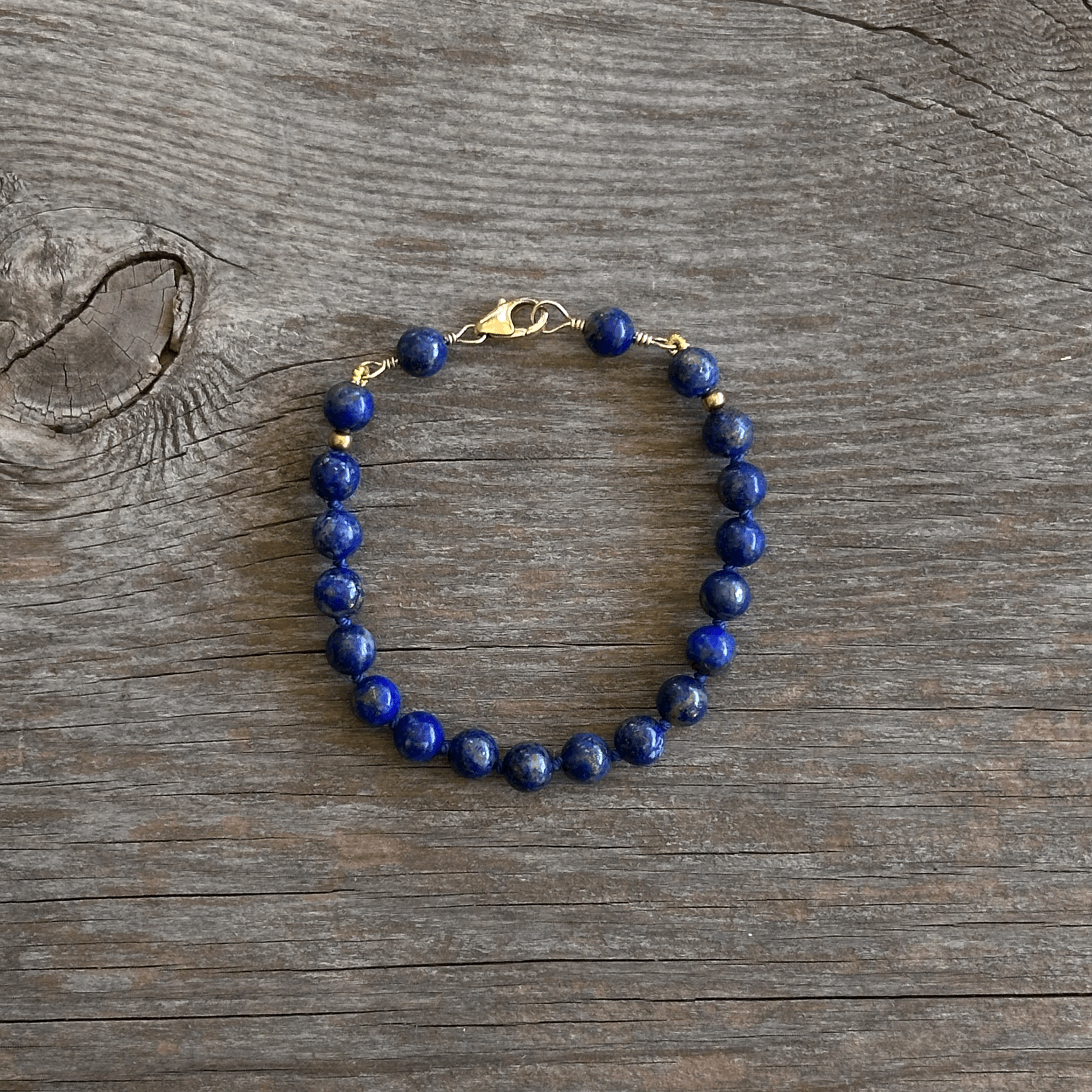 Unique Artisan Lapis Lazuli Bracelet Handcrafted Woman Owned Good Energy High Vibration | erin Leanne Jewelry