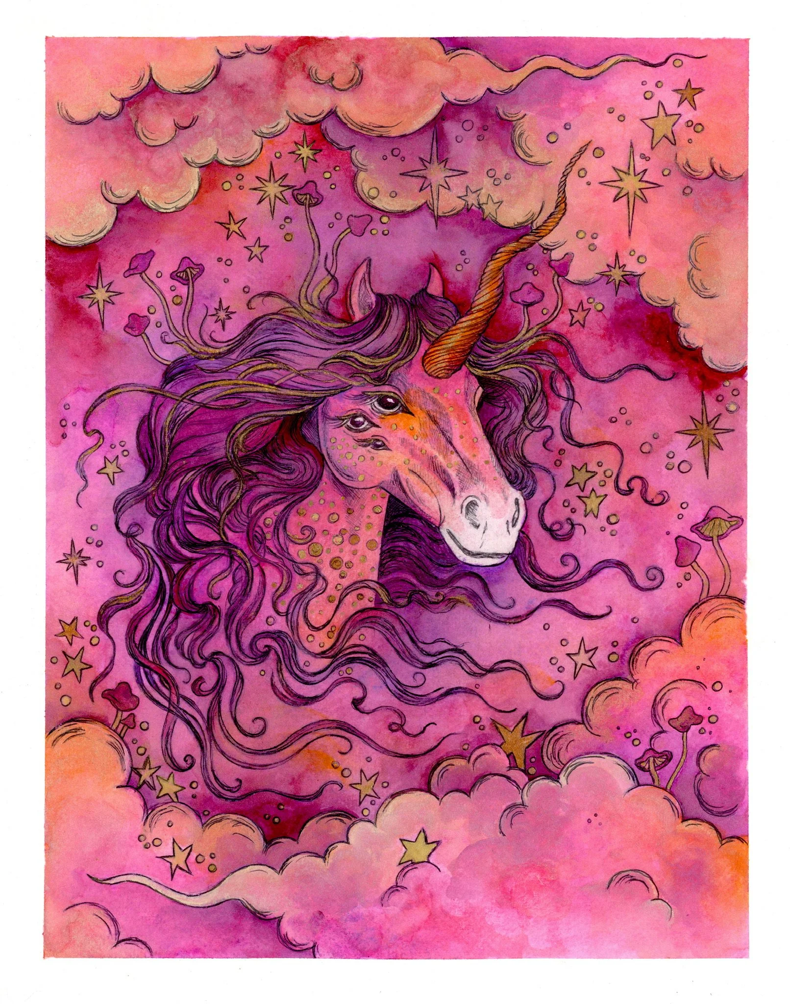 keep dreaming, watercolor and ink on paper