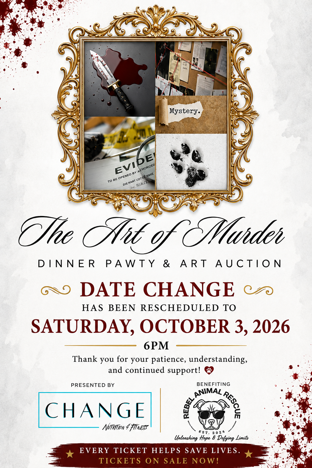 🎭 The Art of Murder: Murder Mystery Dinner Pawty & Art Auction