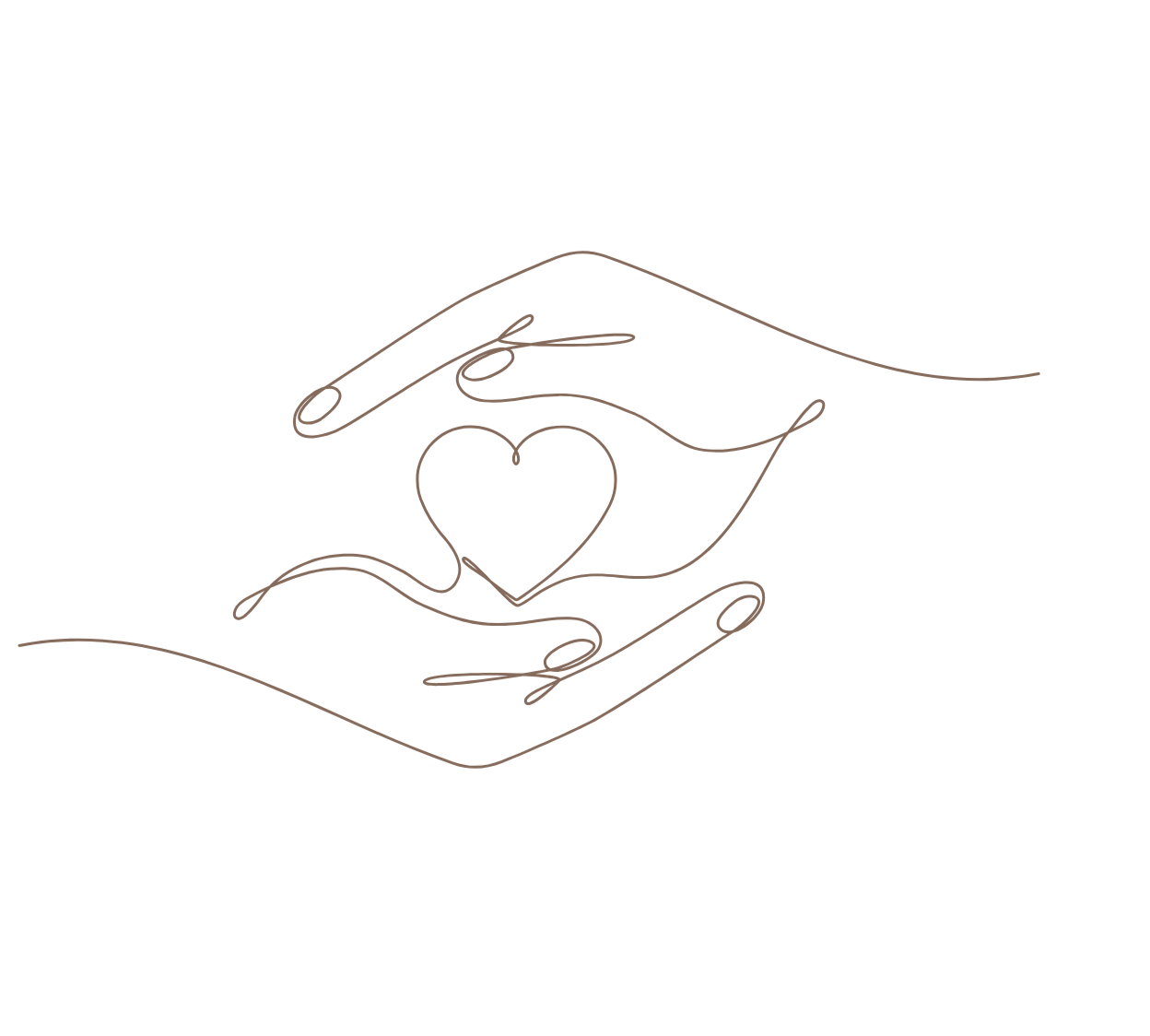 Image de deux mains l'une par dessus l'autre avec qui tiennent un coeur au centre.