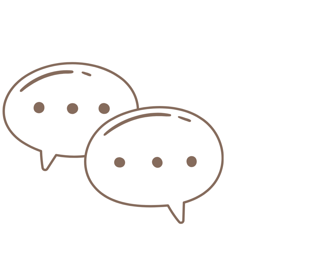 Deux bulles de discussion avec des points à l'intérieur