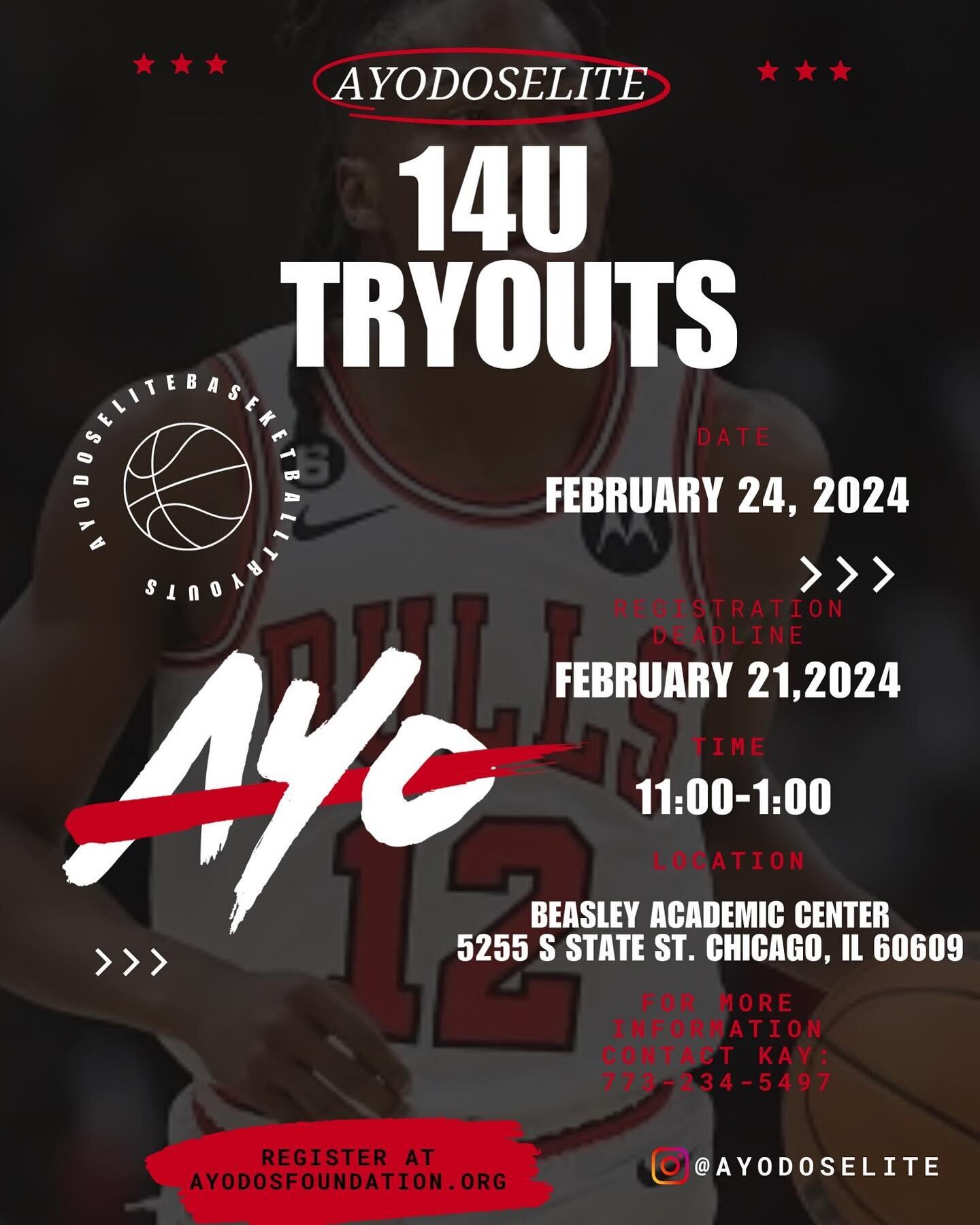 Hey 14U Ballers! Exciting news - we&rsquo;re adding you all to the mix! Ayo Dos Elite 14U tryouts will be held simultaneously with the 13U tryouts on February 24, 2024. Bring your A-game and let&rsquo;s work hard together. See you all there! Don&rsqu