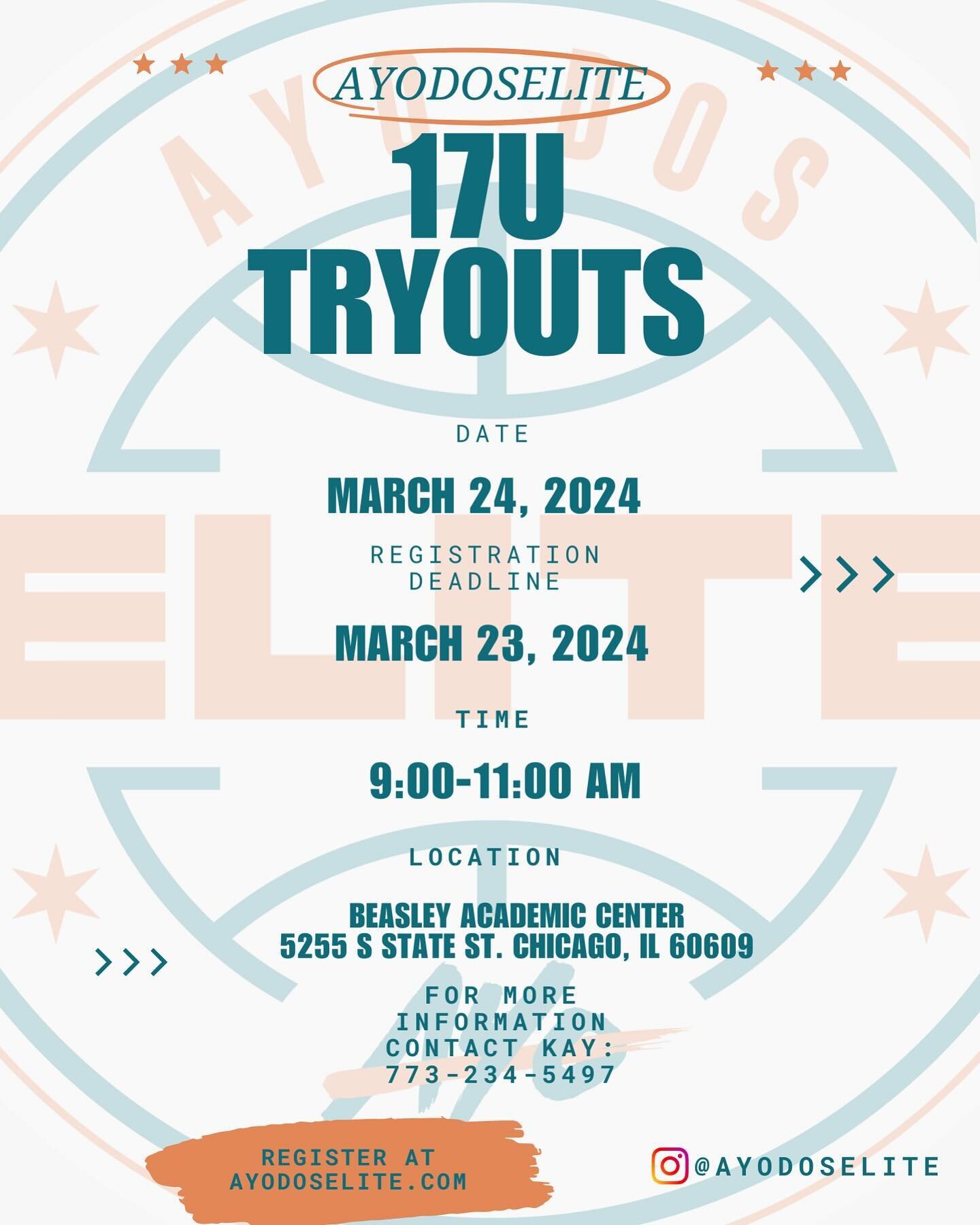 17U you&rsquo;re up next. We are ecstatic to announce we will be having our 17U tryout this weekend. Use link in bio to register.