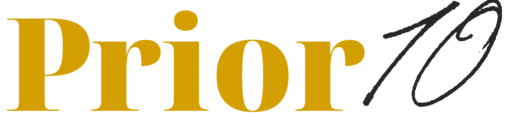 Stylized text spelling 'Prior' with a gold and black color scheme and a cursive signature-style element.
