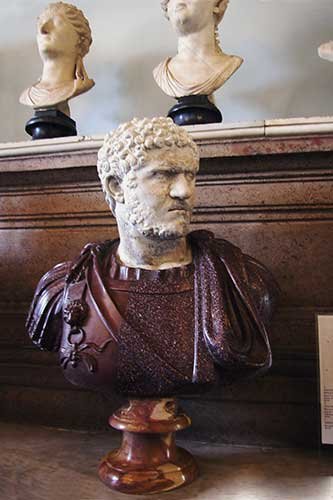 No. 22 Bust of Caracalla, marble, 215 - 217 AD, 28 inches, from the Hall of Emperors, Palazzo Nuovo, Museo Capitolino, Rome, 2004