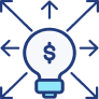 Light bulb with dollar sign and arrows