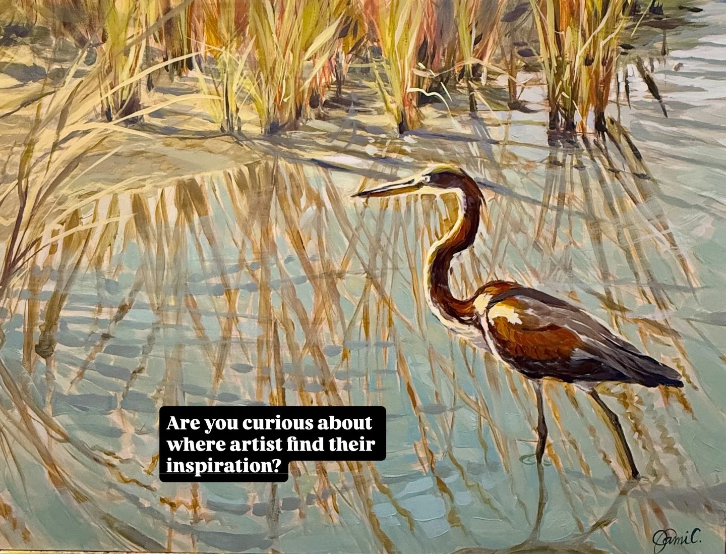 I sometimes find my inspiration through the eyes of others. A customer showed me some photos he took on vacation. The manta rays were so peacefully swimming through the water I just had to use it for inspiration. The bird painting I took while on a t