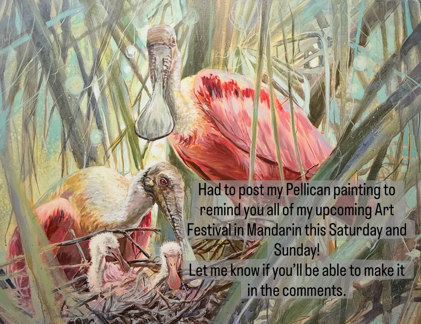 April Fools!!! I will be at @mandarinartfestival this weekend and yes I know these are Florida&rsquo;s Sweetheart bird the Roseate Spoonbill.  Had to see if you guys were paying attention. #roseatespoonbill #coastal #birdwatchers_daily @evergladesfou