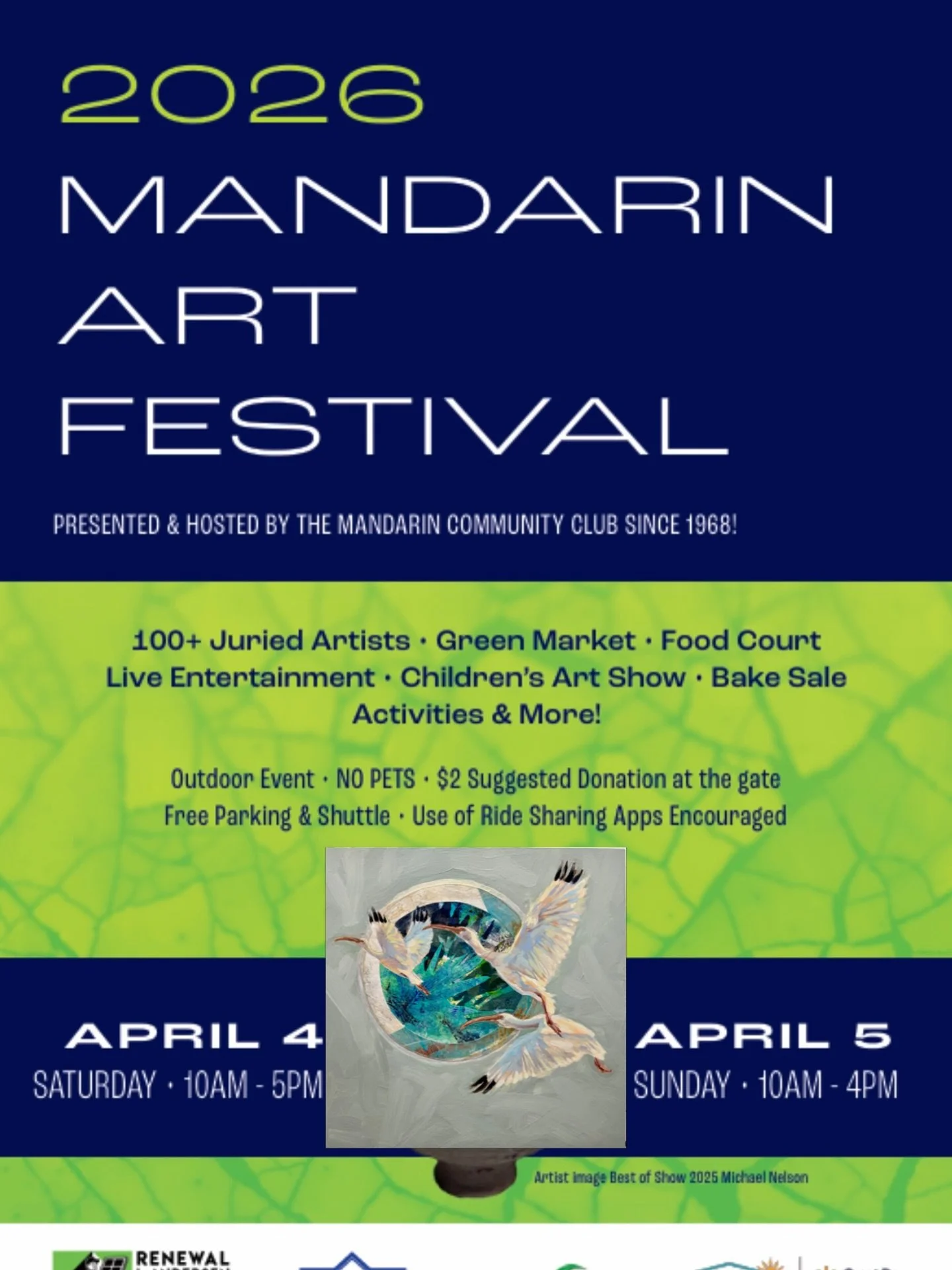 The Mandarin Art Festival is here! This Saturday 10 to 5 and Sunday 10 to 4. Hope to see you here. It&rsquo;s so good to have a home show. Happy Easter everyone!