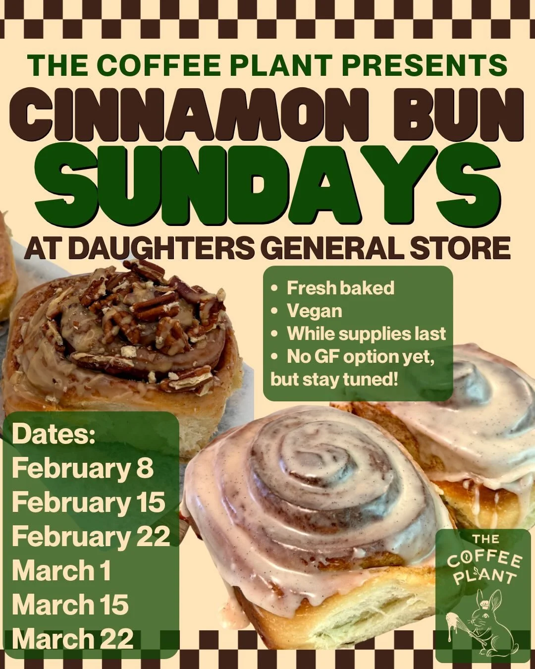 We asked what day your cinnamon cravings are strongest &amp; you overwhelmingly answered: Sundays! 🤎

So starting this Sunday, February 8, The Coffee Plant team will be getting up bright &amp; early on Sunday mornings to bake you fresh &amp; flaky c