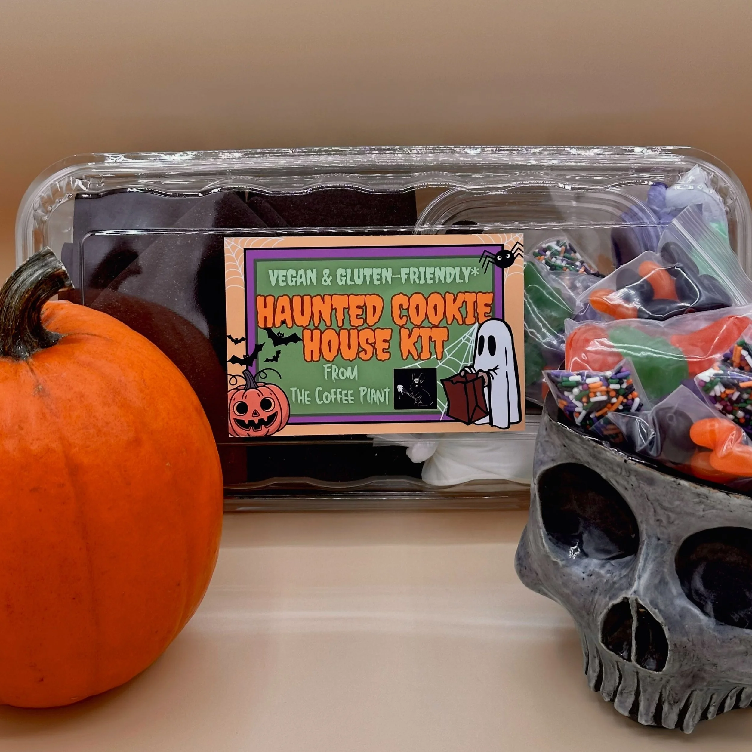 Our Haunted Cookie House Kits are back for an extremely limited time at Daughters General Store!

Each kit contains:
☠️ 16 gluten-friendly chocolate cookie pieces
🧡 3 ready-to-pipe royal icing colours 
👻 1 pouch of Sweetapolita sprinkles
🎃 2 pouch