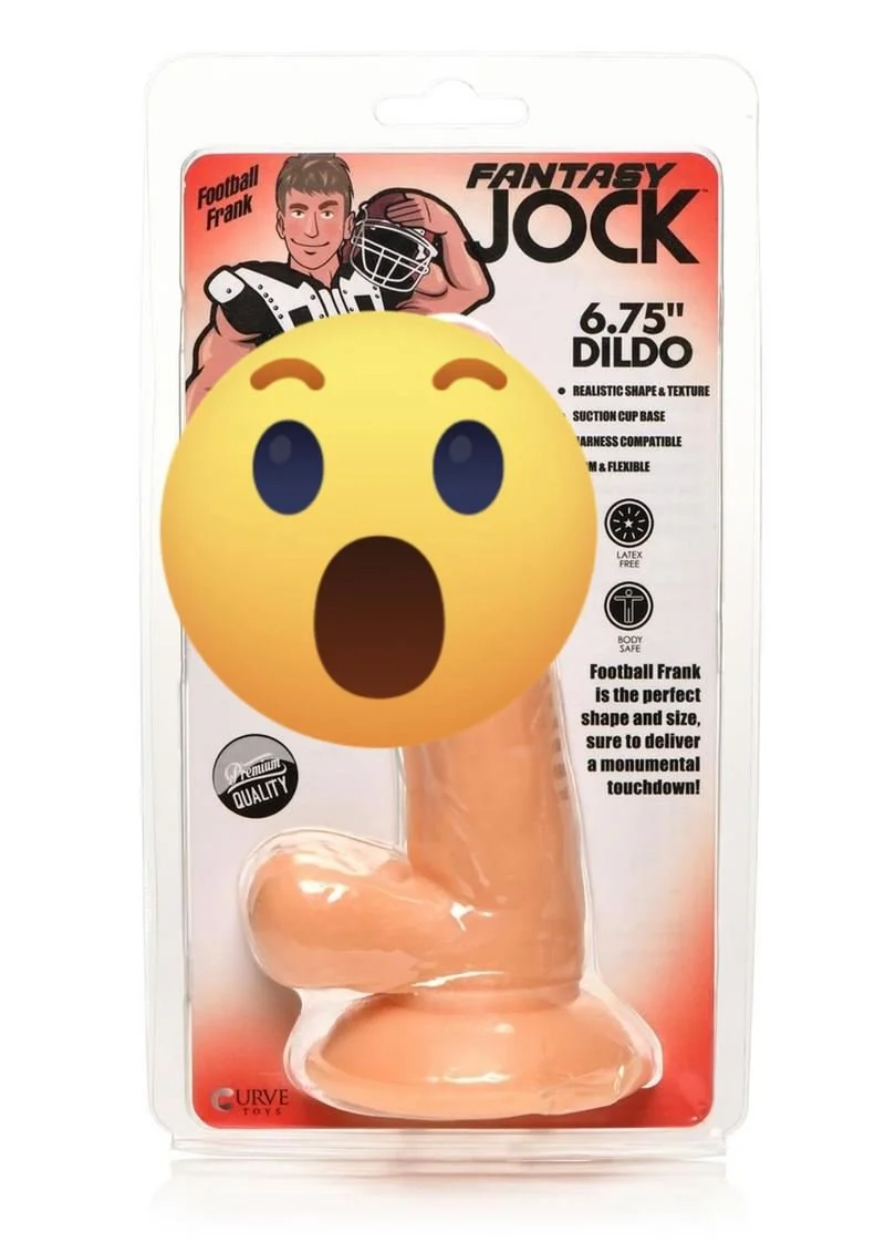 Score every time with Football Frank! He's got the perfect shape and size to deliver a game winning touchdown. His realistic looking head, shaft and balls make the fantasy real for your and your partner! The sculpted balls and thick girth gives you e