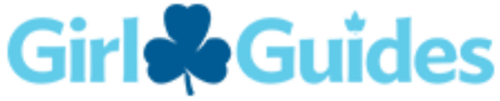 Girl Guides logo with blue text and a shamrock symbol in the middle.