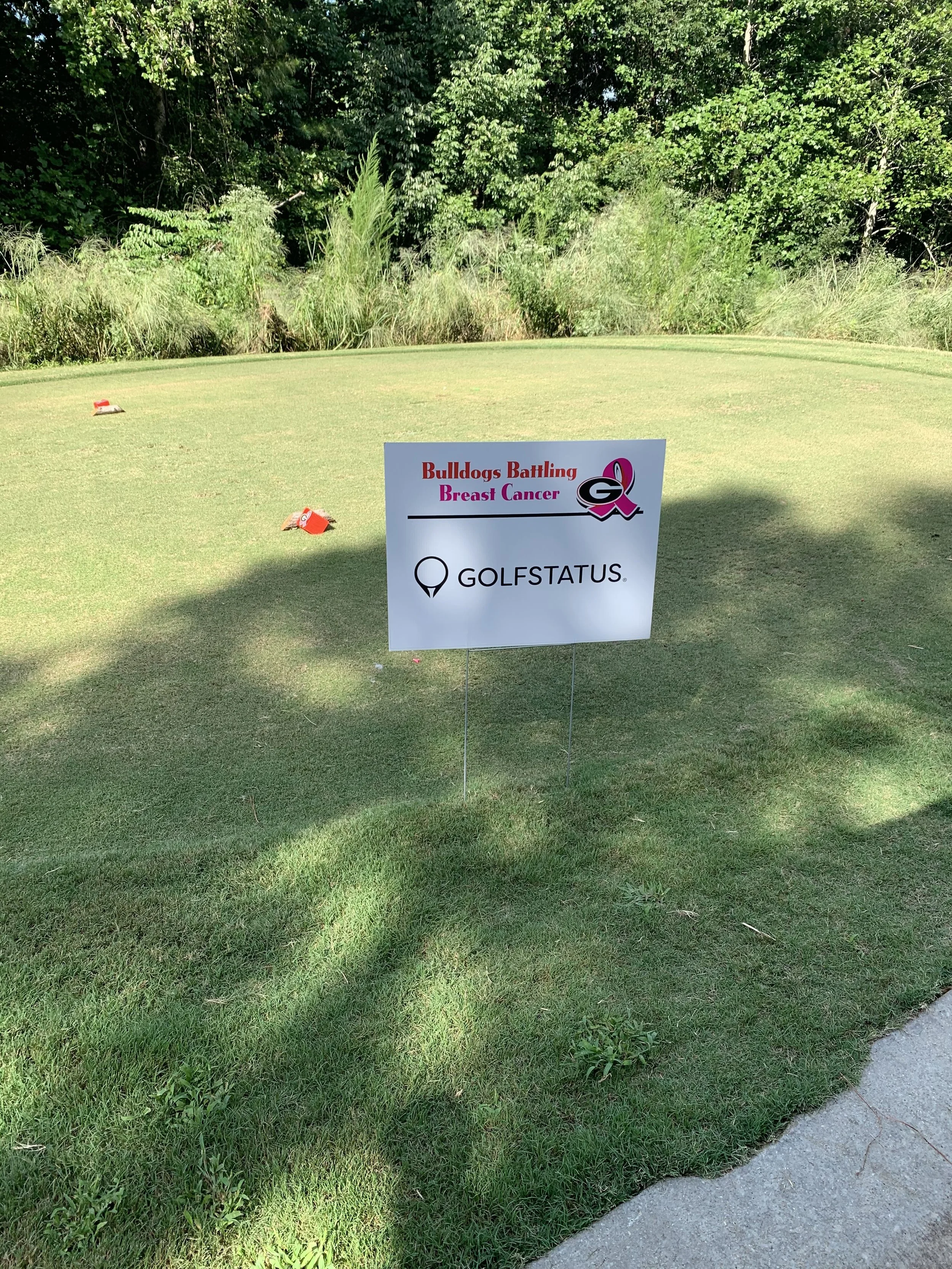 GolfStatus hole signage at the Bulldogs Battling Breast Cancer charity golf tournament