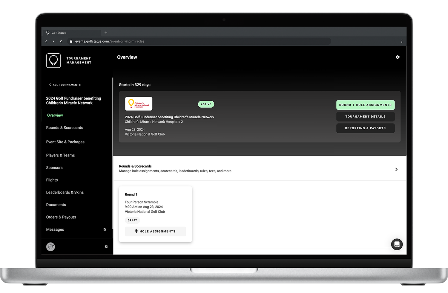 Consider launching your charity golf tournament website using GolfStatus