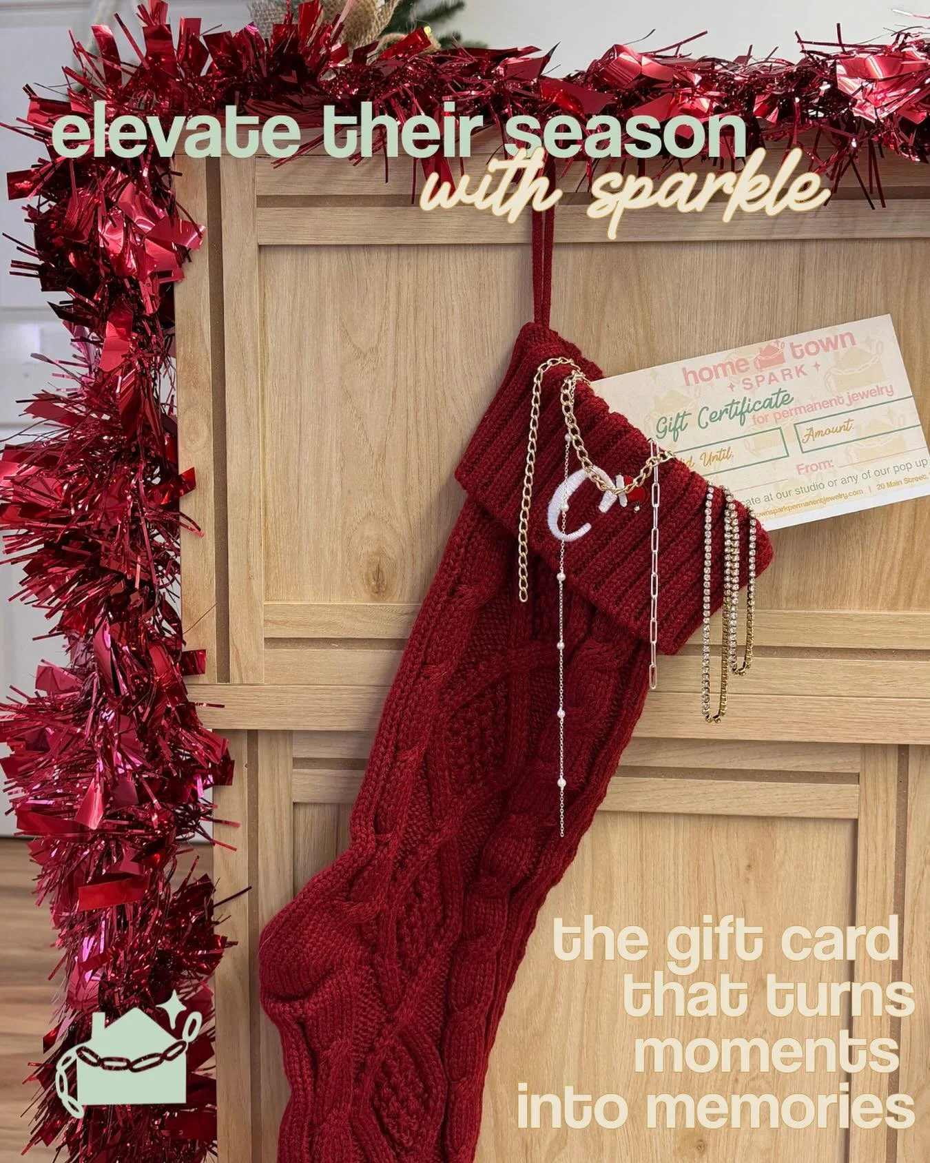 Give the gift they&rsquo;ll remember long after the holidays fade 🎄 Our Hometown Spark gift cards are an effortless way to treat your loved ones to permanent jewelry, piercings, and curated charm bar moments ✨ Available to purchase on our website, i