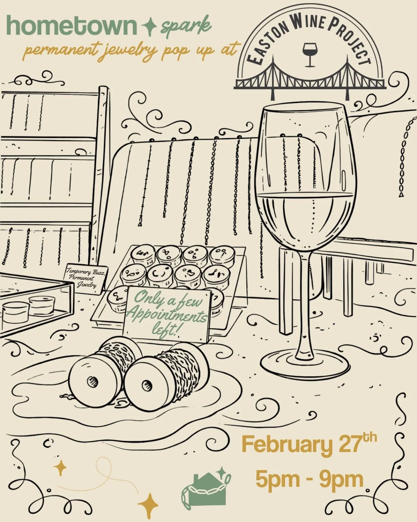 We have a few appointments left for this Friday at EWP 🥂 Book online with the link in our bio or walk in, grab a glass of vino, and let the chains speak to you (chains ability to speak may directly correlate to how many glasses you finish before see