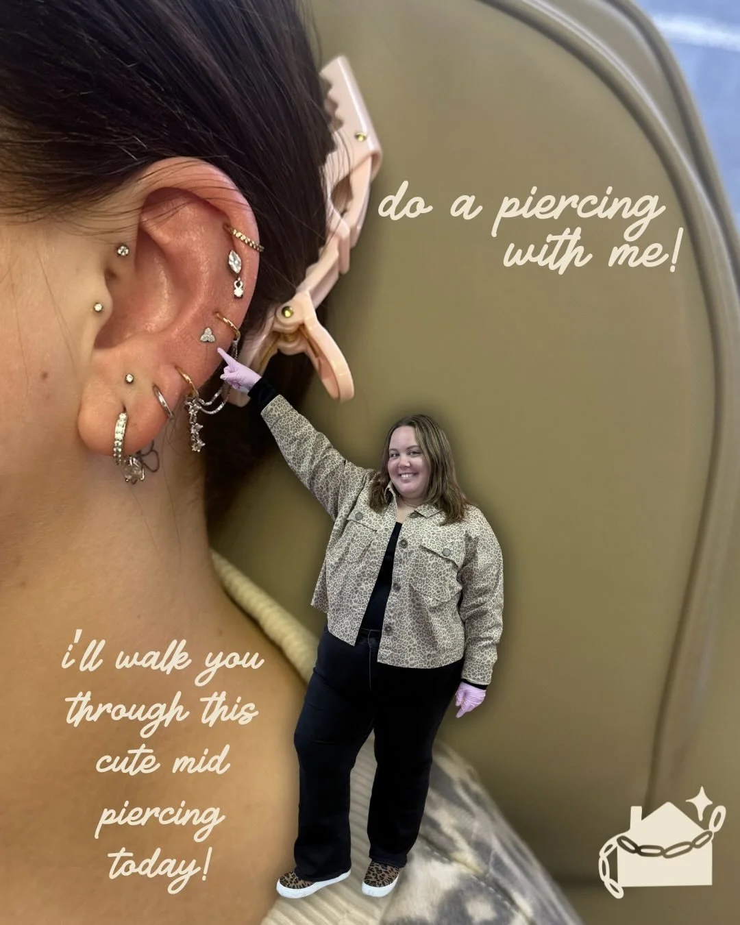Honey, I shrunk the boss! 

Mini Courtney is here to show you our piercing process today. Stop by the studio to see life size Courtney and get that ear piercing you&rsquo;ve been thinking about 😉✨