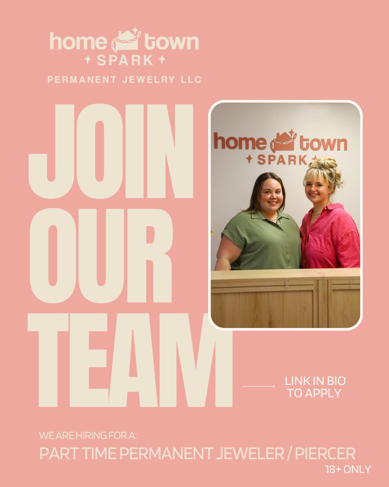 Hometown Spark is hiring!! We&rsquo;re looking for someone to join our team as a part-time permanent jeweler/piercer&mdash;working events, pop-ups, and in the studio. ✨

If you love working with people, thrive in a fast-paced environment, and don&rsq