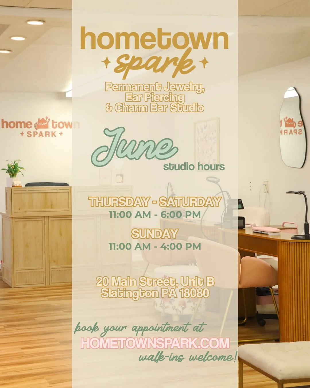 Updated June 2026 Studio Hours ✨🤍

Hoping to get sparked or stabbed soon? These are our most up-to-date hours for June! Please note we are planning three days completely closed this month. Check this post or our website calendar for our full hours!
