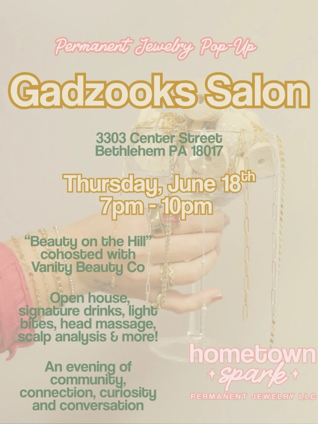 Join us at Gadzooks Salon for an after hours open house featuring signature drinks, light snacks, tarot readings &amp; various salon experience stations (think scalp analysis, head massage and more!) Experience their space and everything they have to