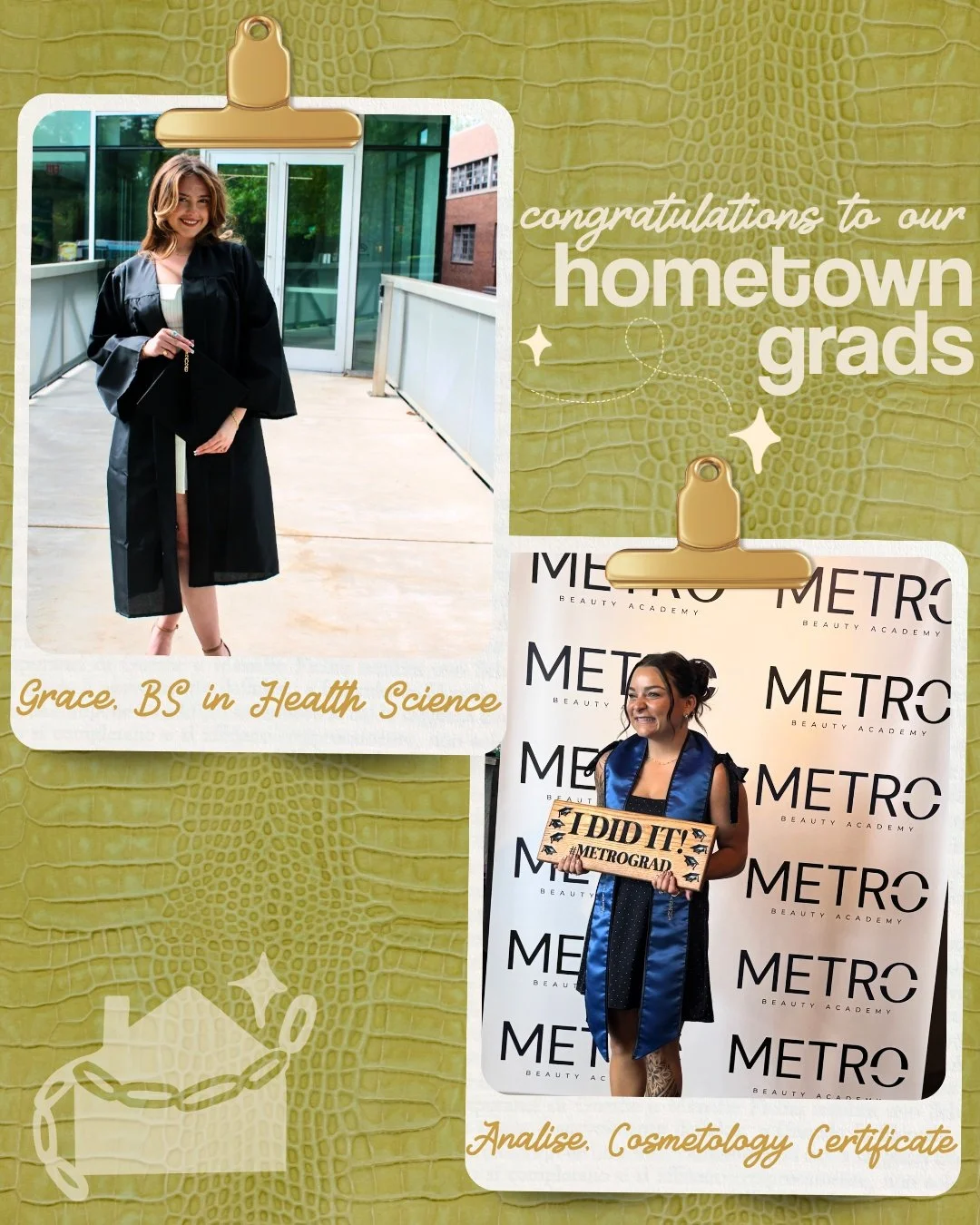 We couldn't let graduation season pass without celebrating two of the amazing women behind HTS 🎓🤍

Grace, everyone's fav jewelry assistant, recently graduated from Jefferson University with a Bachelor of Science in Health Science. She's now prepari