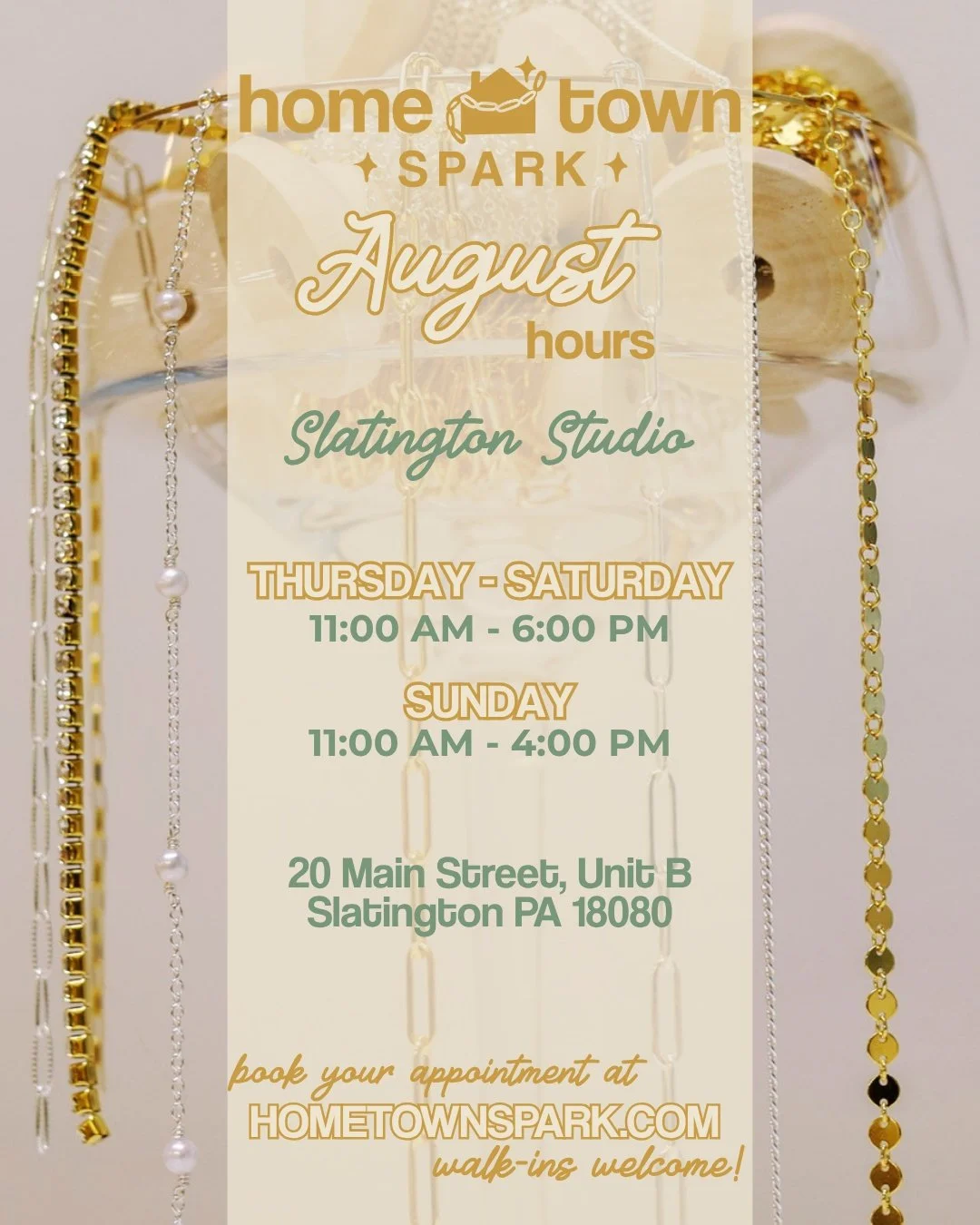 August 2026 Hours ✨🤍

Hoping to get sparked or stabbed soon? Check out our hours for both of our locations! Our Slatington studio will be closed two days in August for our employees to attend a training, more information coming soon! 😉😉😉

See you