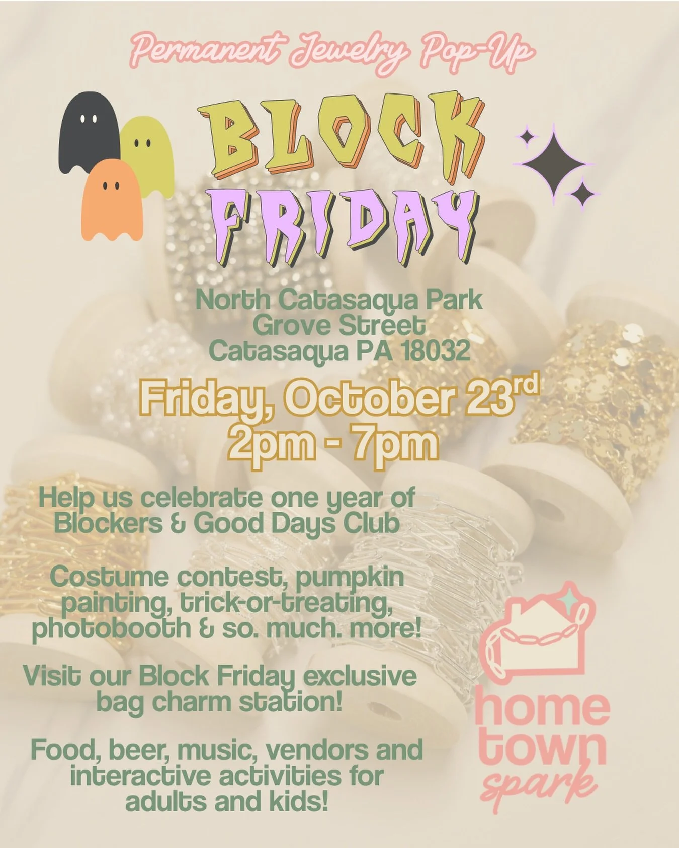 Mark your calendars guys, this event is one you&rsquo;re not gonna wanna miss! Join us Friday, October 23 from 2 to 7 PM at North Catty Park for BLOCK Friday!! 🎉🧡

We will of course be offering permanent jewelry at this event, but we are also debut