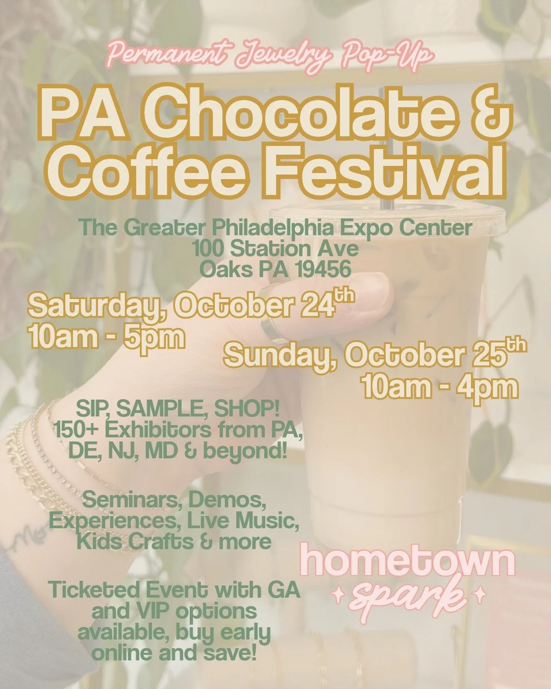 We are so excited to be attending the @pachocolatecoffeefest this year! Stop by the Greater Philadelphia Expo Center October 24th and 25th for this unique event! Enjoy a weekend of sipping on local coffee, tasting local chocolate, and lots of fun act