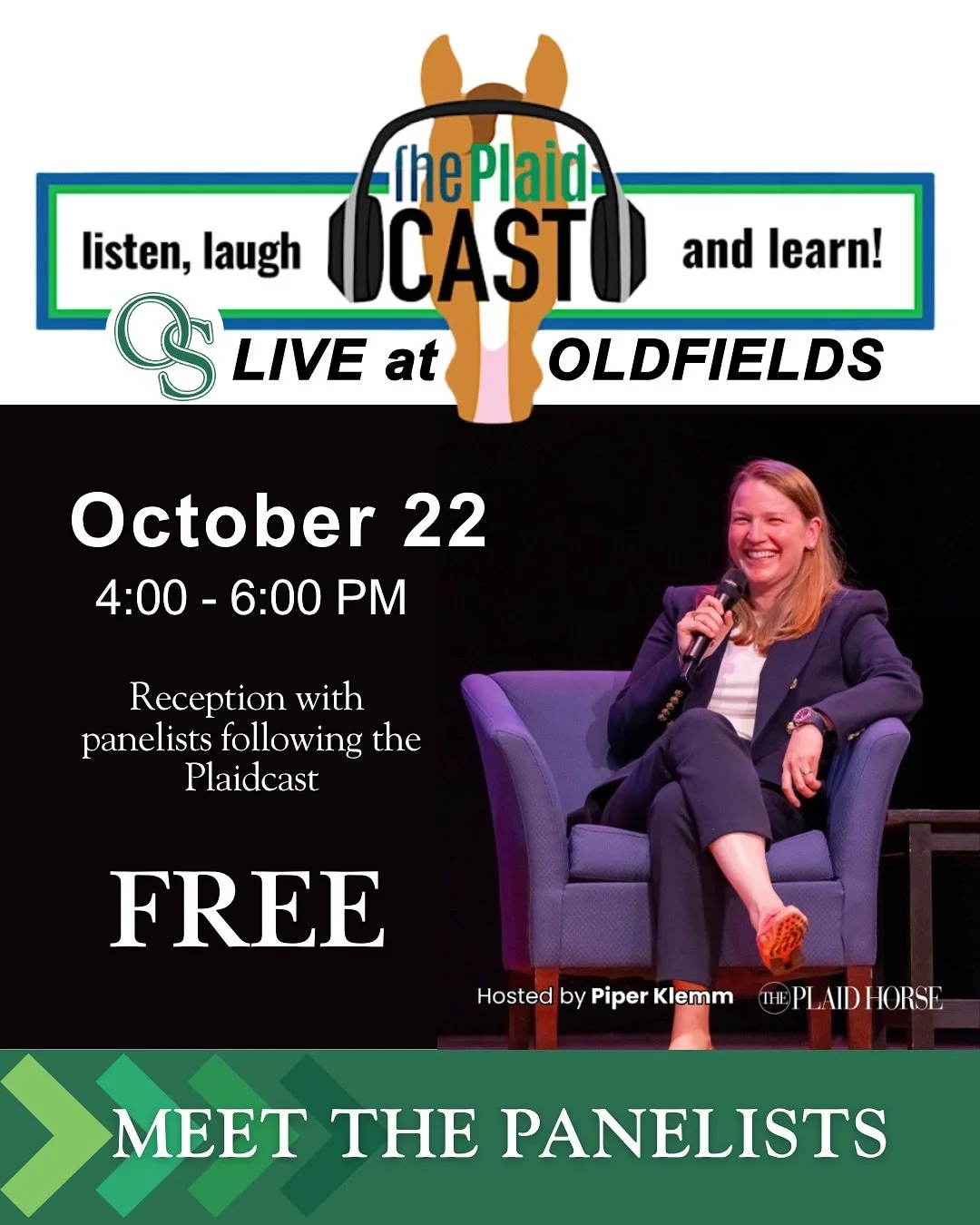 We are thrilled to have PLAIDCAST LIVE in person at Oldfields on Wednesday, October 22 | 4:00 - 6:00 PM. This event is open to the public - Registration is FREE &amp; required to attend. Reception with panelist to follow. Learn more &amp; register: ?