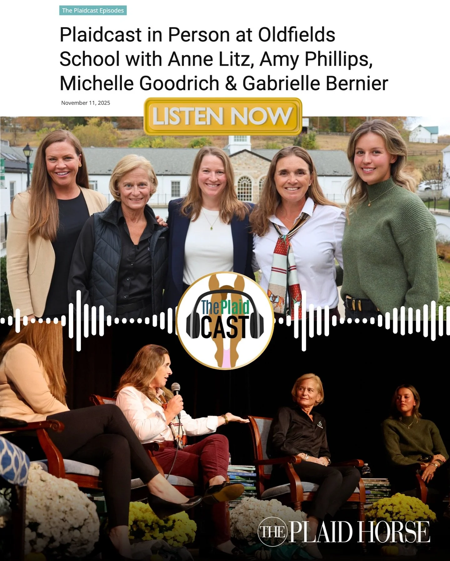 The Plaidcast in Person at Oldfields just dropped! Listen to this incredible panel of women share how OS is leading the next generation of women in the equine industry. 🔗in Bio. @piperklemmphd @theplaidhorsemag @mdhorseboard