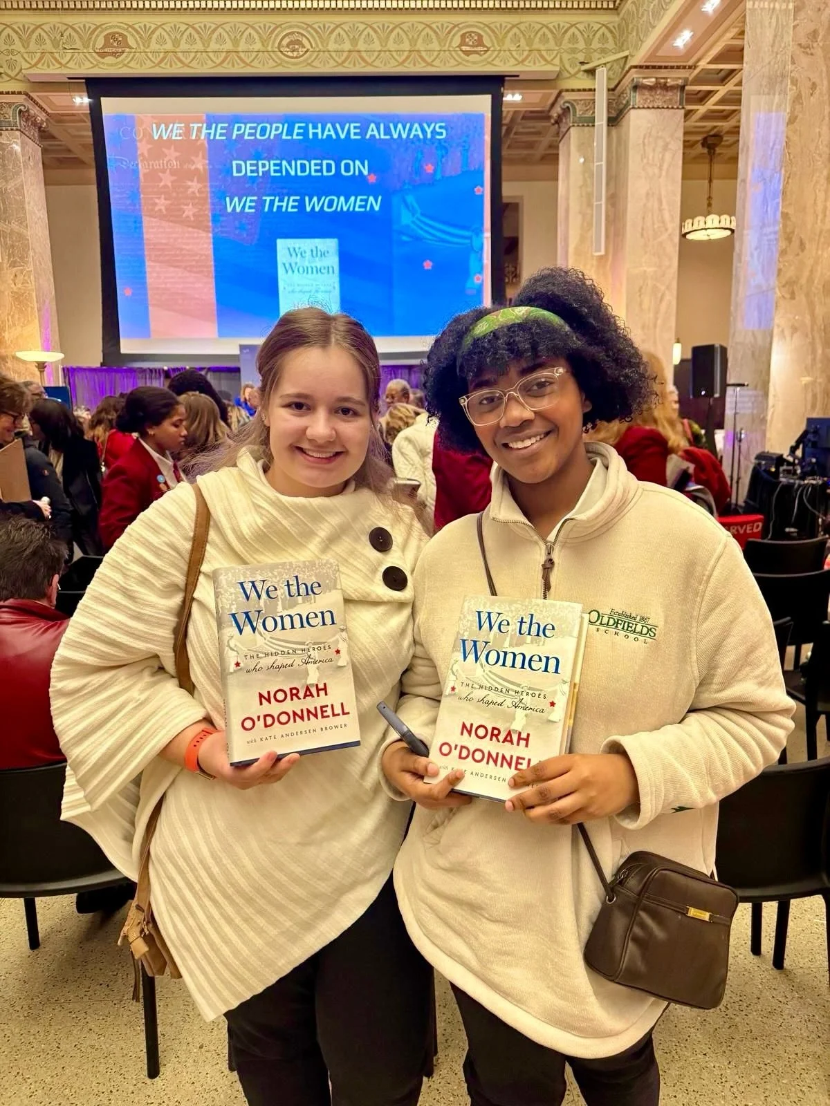 Savannah &rsquo;27 and Jasmine &rsquo;27 were inspired last night at the Enoch Pratt Library by award winning journalist Norah O&rsquo;Donnell, author of We the Women. Her talk highlighted the unsung American women who shaped history from 1776 to tod