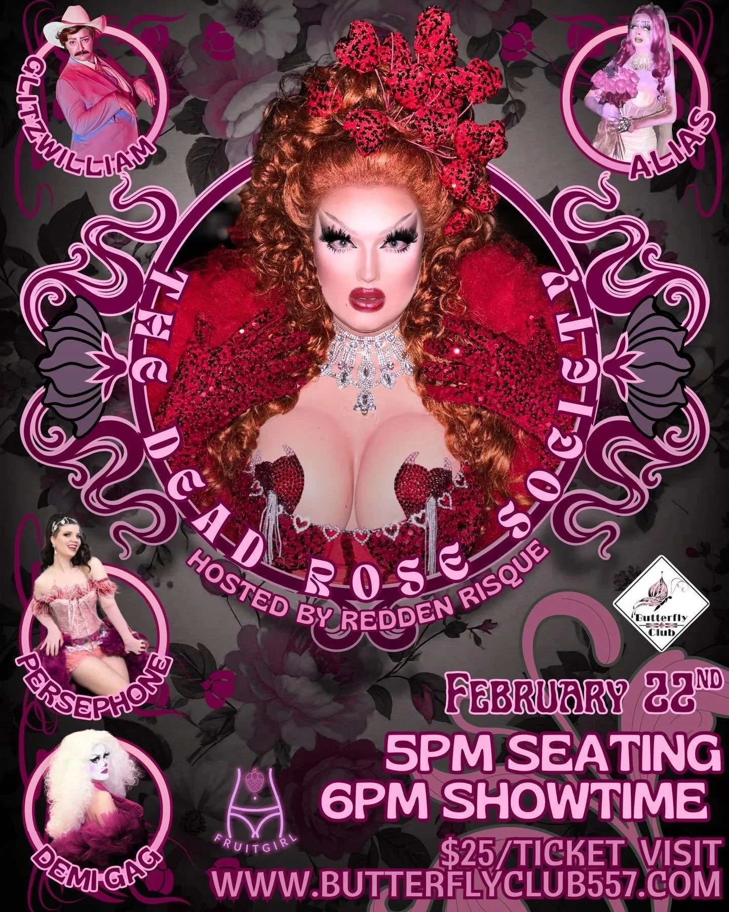 Butterfly Burlesque Presents: “The Rose Society” Valentine’s Day Themed Drag Show