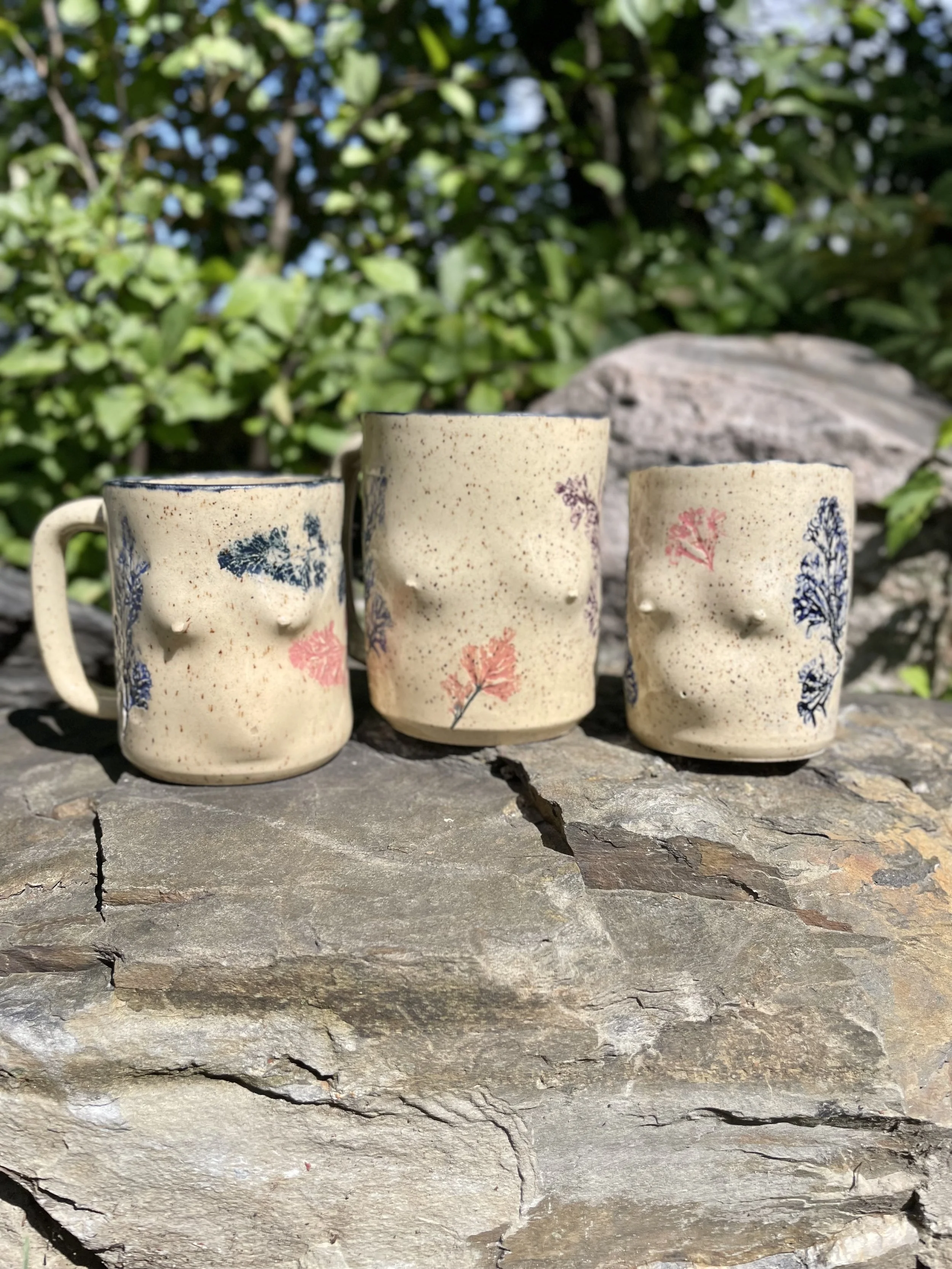 Hand Pressed Lilac baby bump mug in speckled gloss