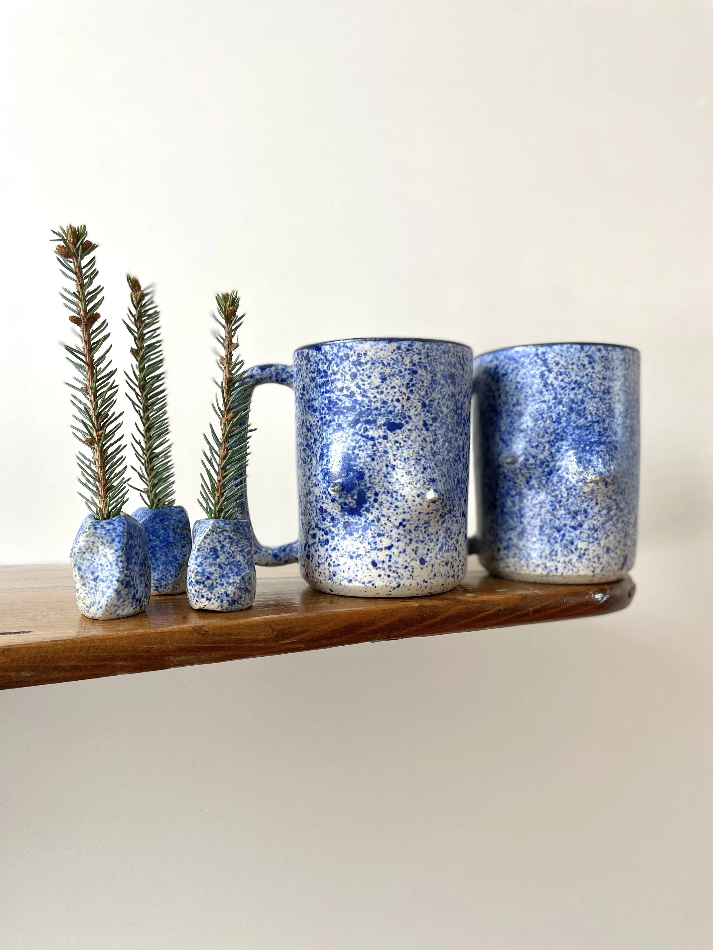 Cobalt blue paint splatered matte Breast mug